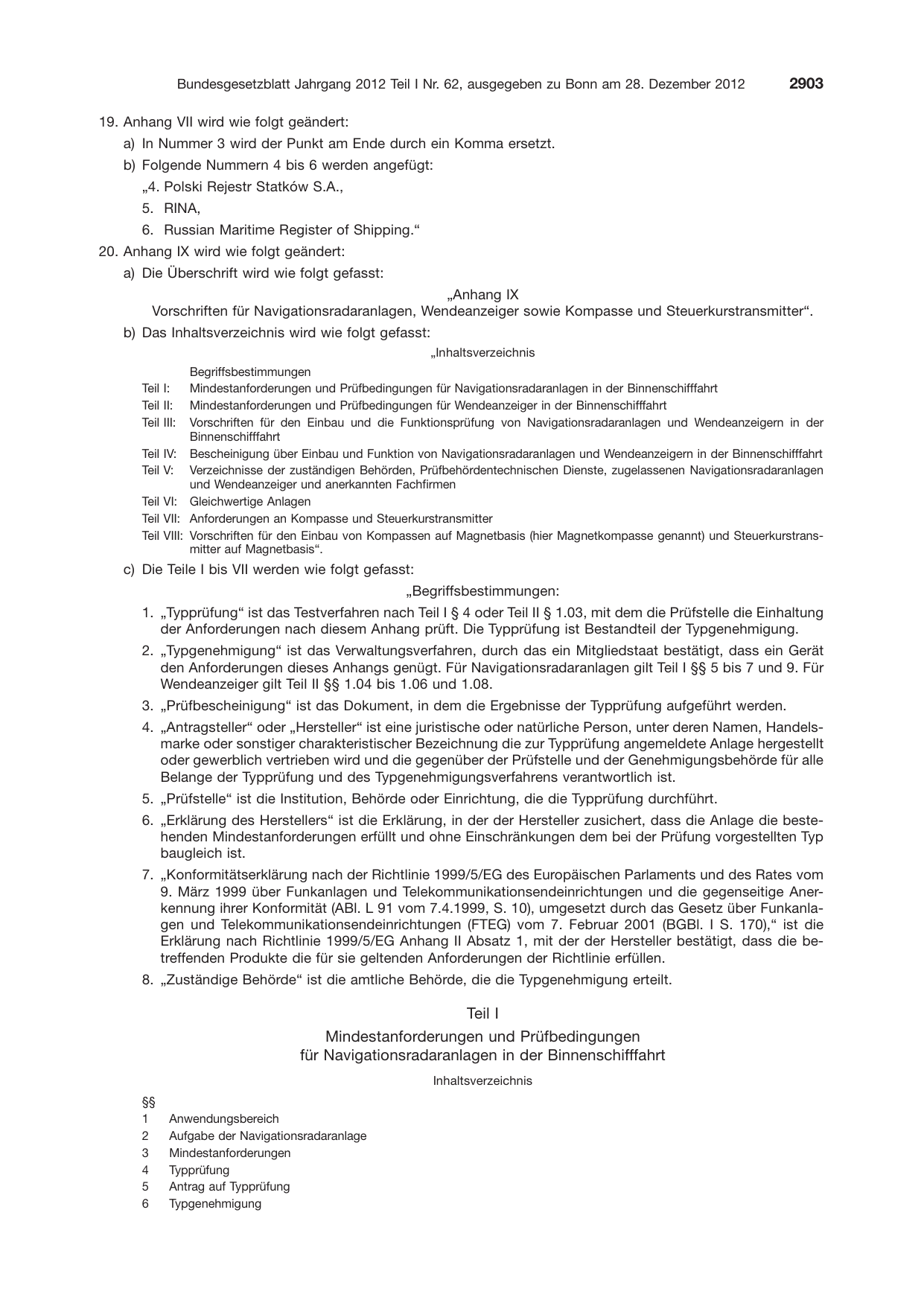 BGBl. 2012, Seite 2903 — Originalseite als Abbildung