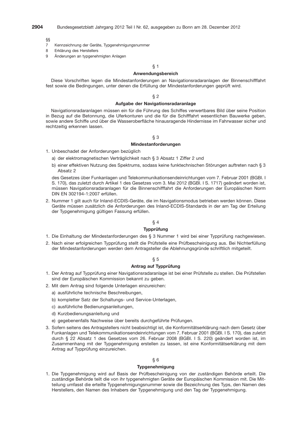 BGBl. 2012, Seite 2904 — Originalseite als Abbildung