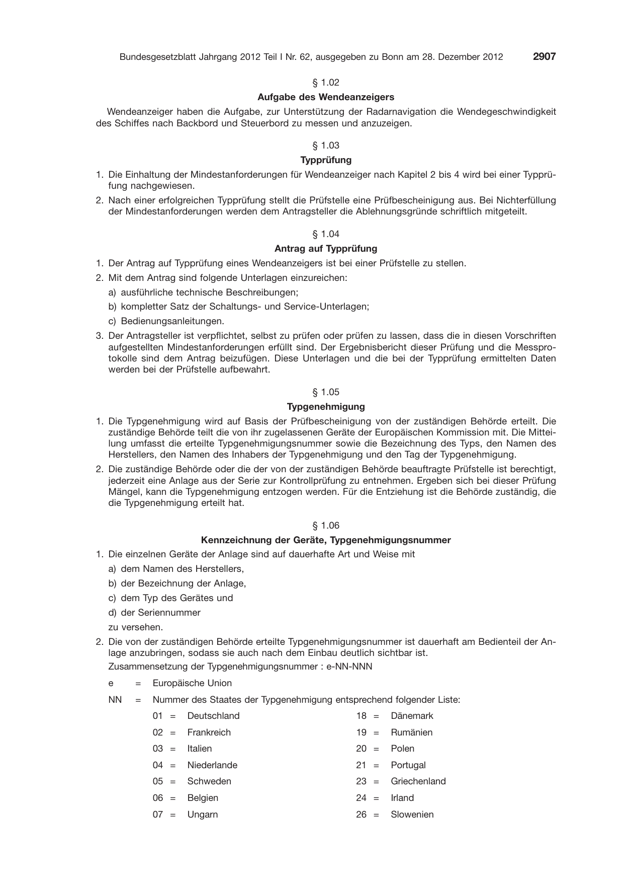 BGBl. 2012, Seite 2907 — Originalseite als Abbildung