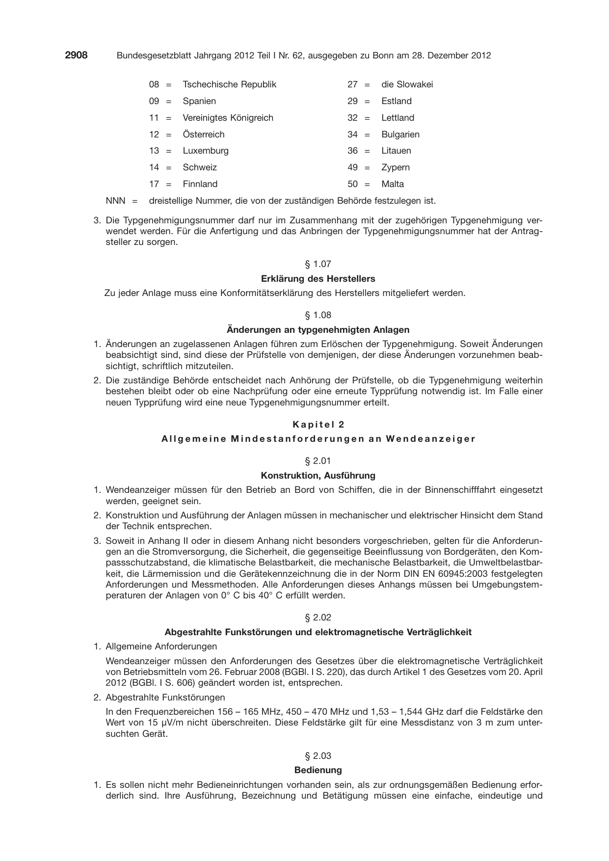 BGBl. 2012, Seite 2908 — Originalseite als Abbildung