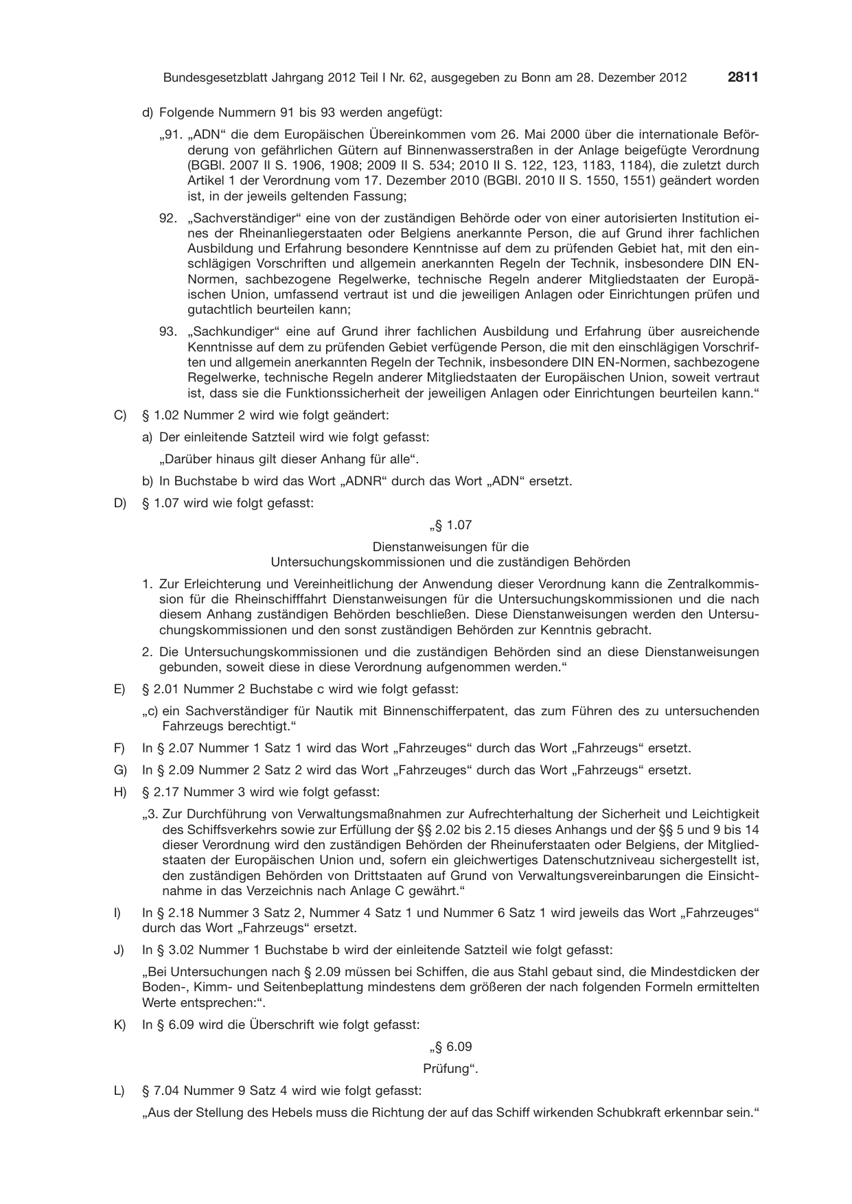 BGBl. 2012, Seite 2811 — Originalseite als Abbildung