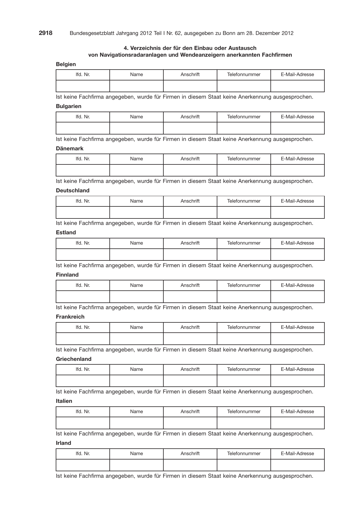 BGBl. 2012, Seite 2918 — Originalseite als Abbildung