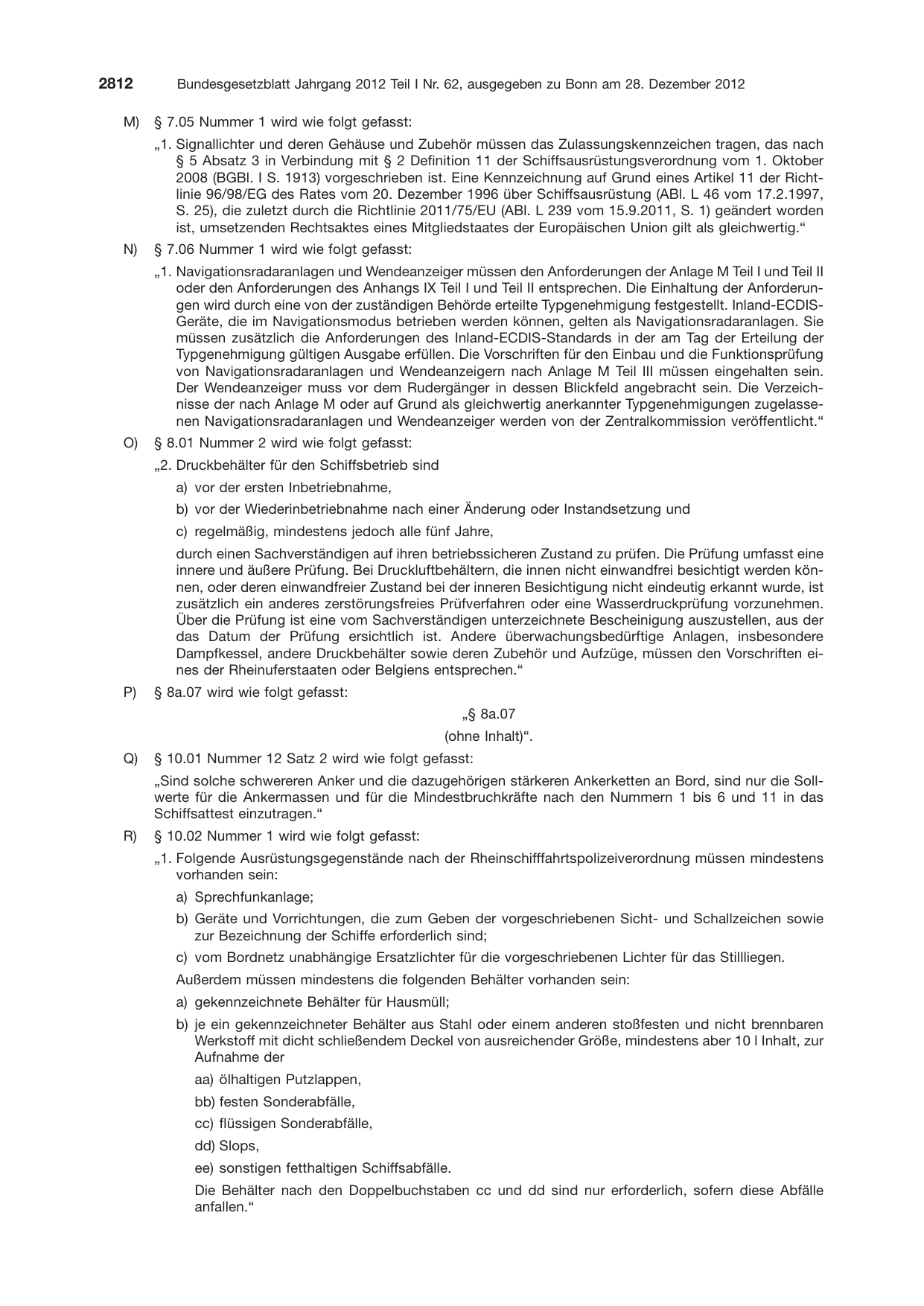 BGBl. 2012, Seite 2812 — Originalseite als Abbildung