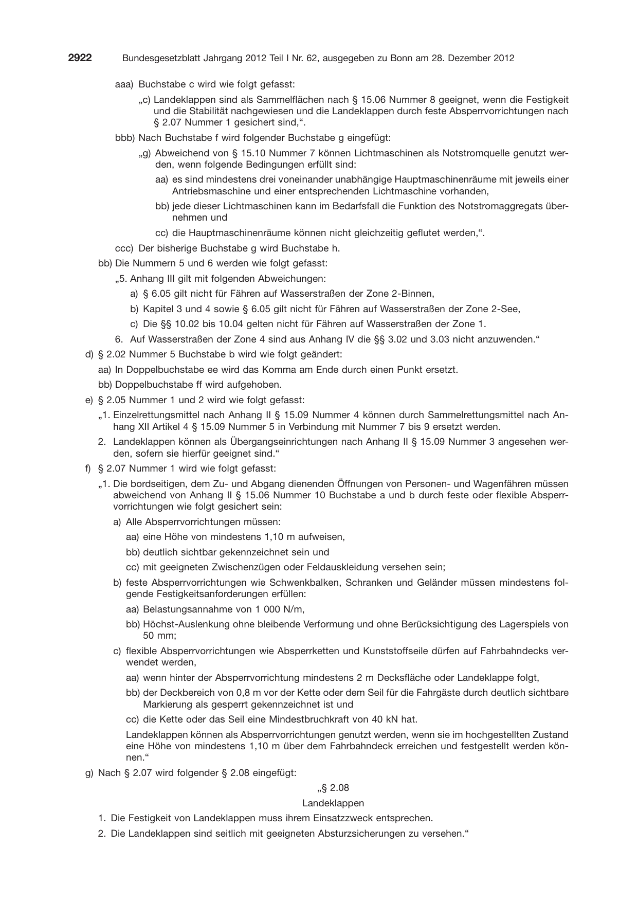 BGBl. 2012, Seite 2922 — Originalseite als Abbildung