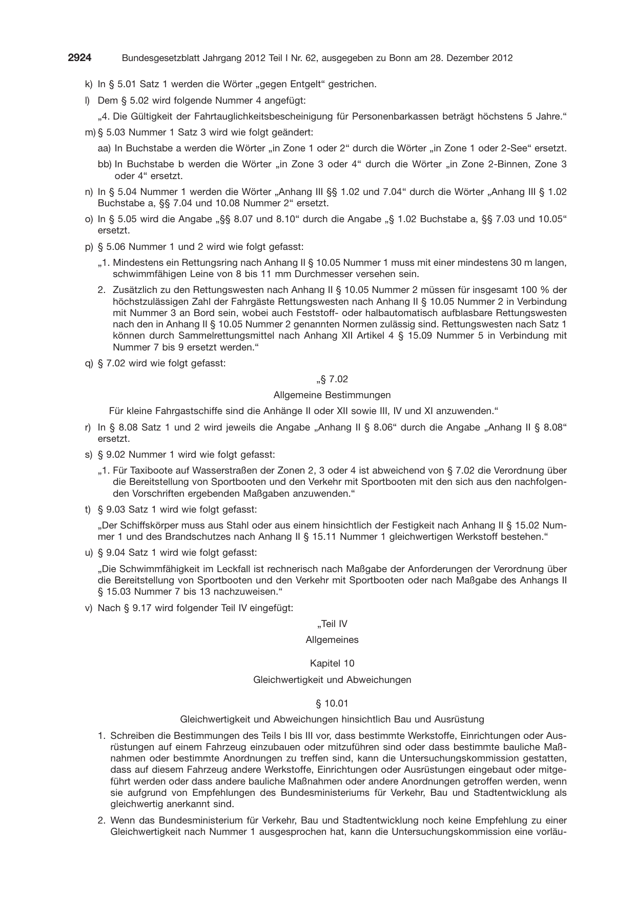 BGBl. 2012, Seite 2924 — Originalseite als Abbildung