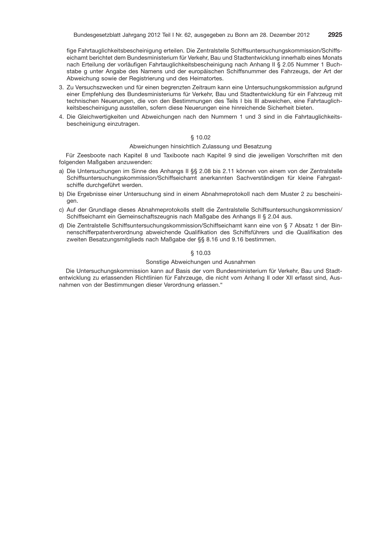 BGBl. 2012, Seite 2925 — Originalseite als Abbildung