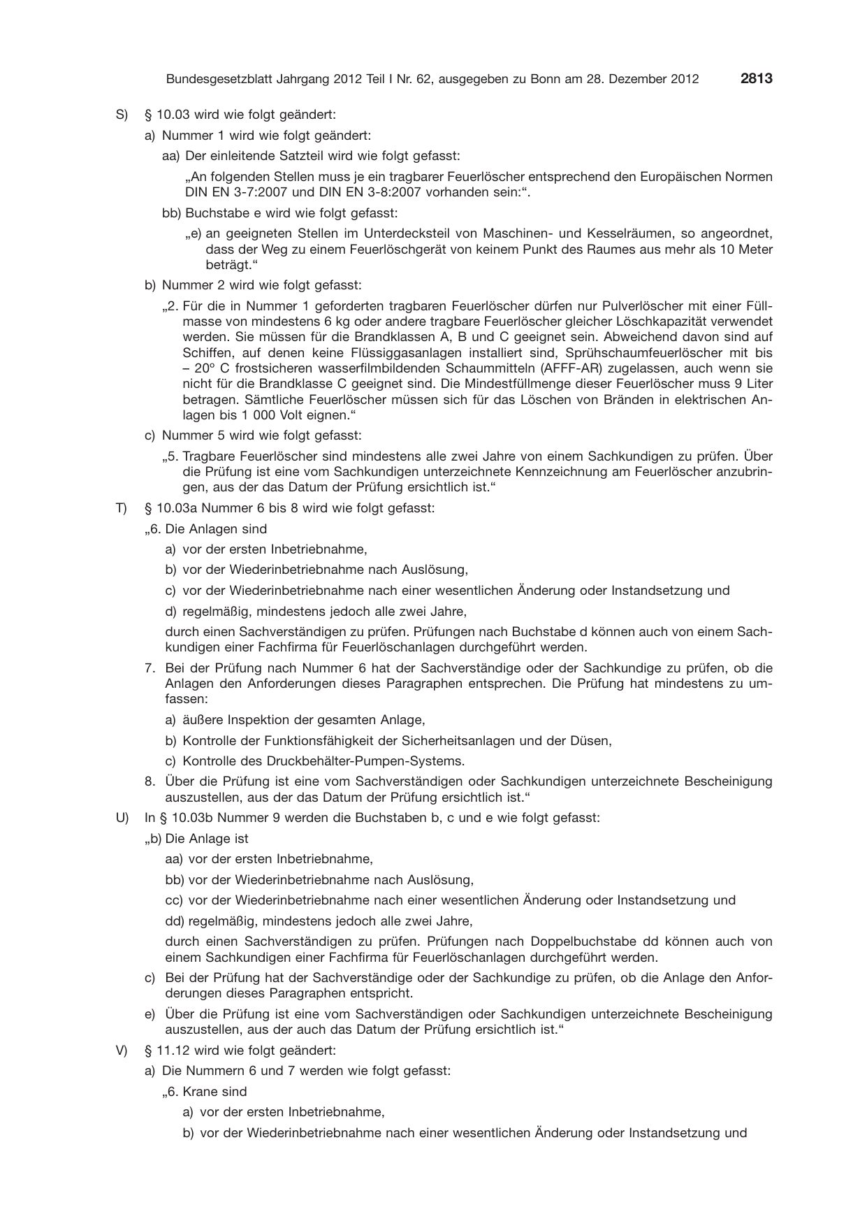 BGBl. 2012, Seite 2813 — Originalseite als Abbildung