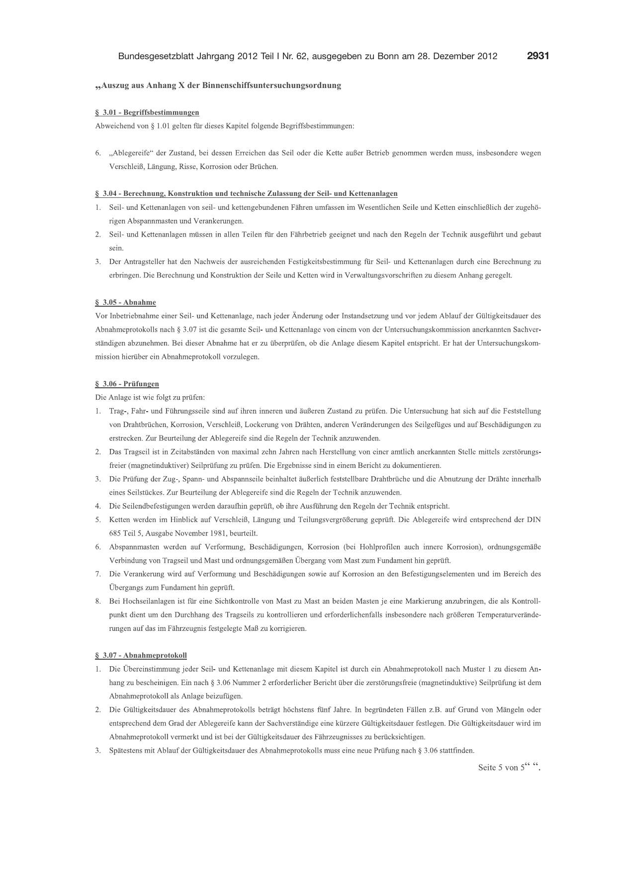 BGBl. 2012, Seite 2931 — Originalseite als Abbildung