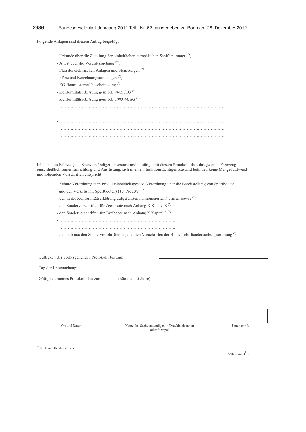 BGBl. 2012, Seite 2936 — Originalseite als Abbildung