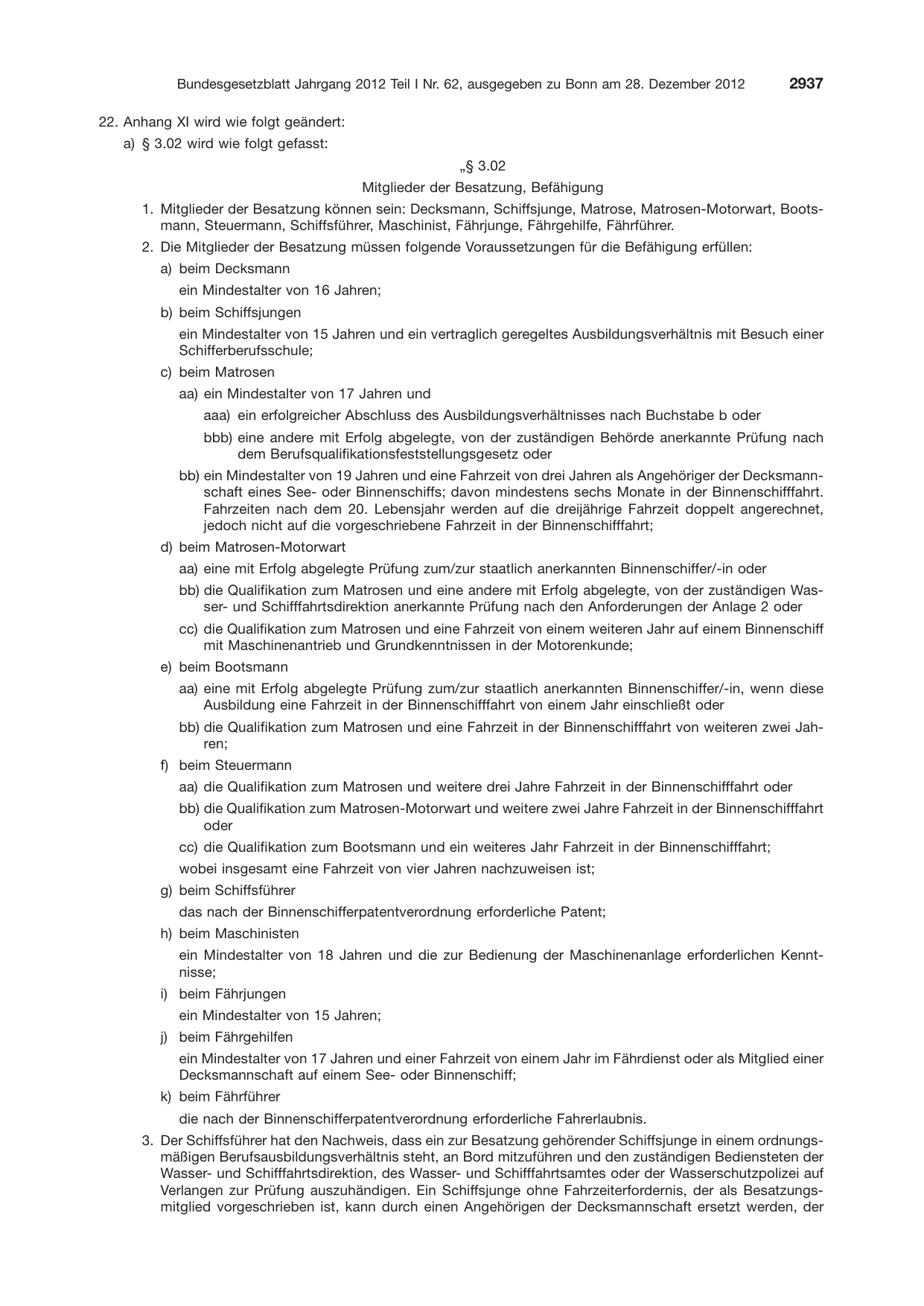 BGBl. 2012, Seite 2937 — Originalseite als Abbildung