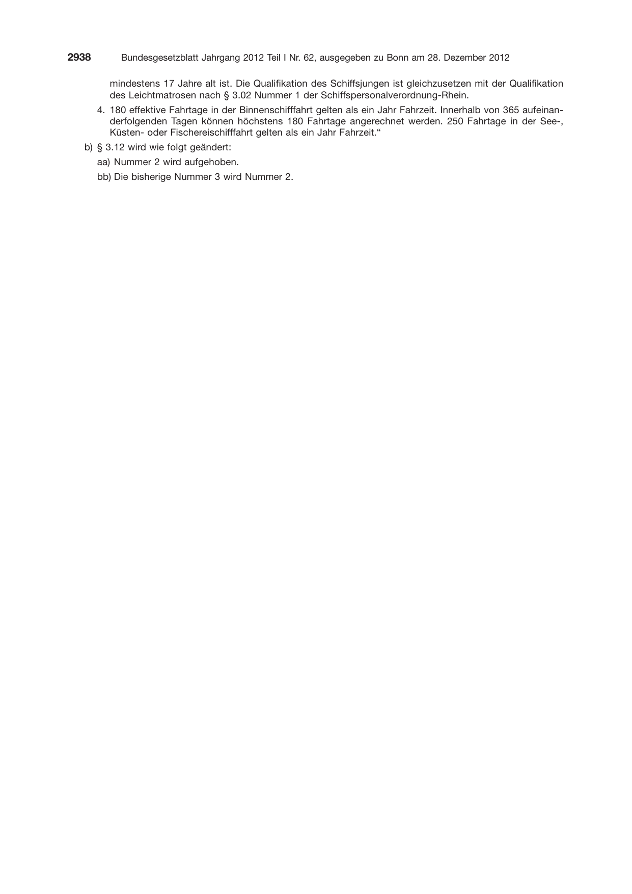 BGBl. 2012, Seite 2938 — Originalseite als Abbildung