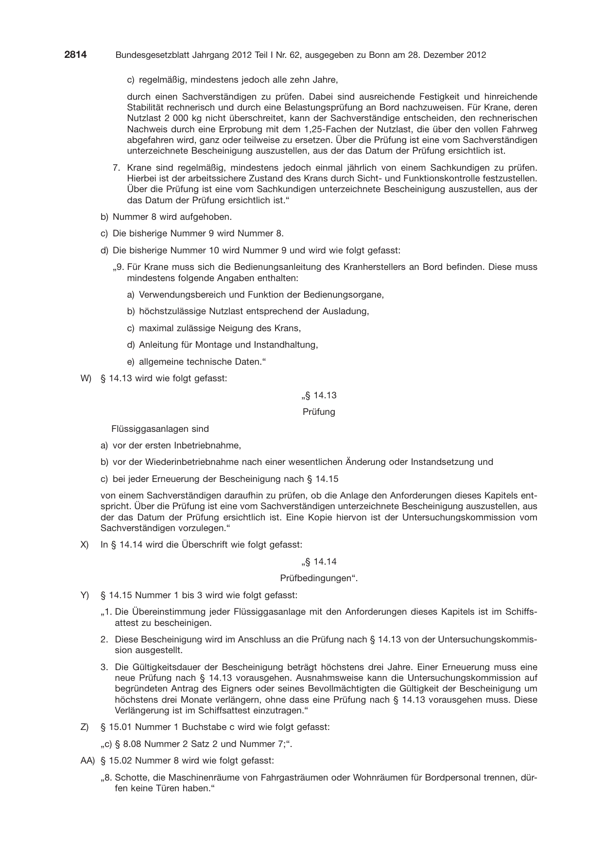 BGBl. 2012, Seite 2814 — Originalseite als Abbildung