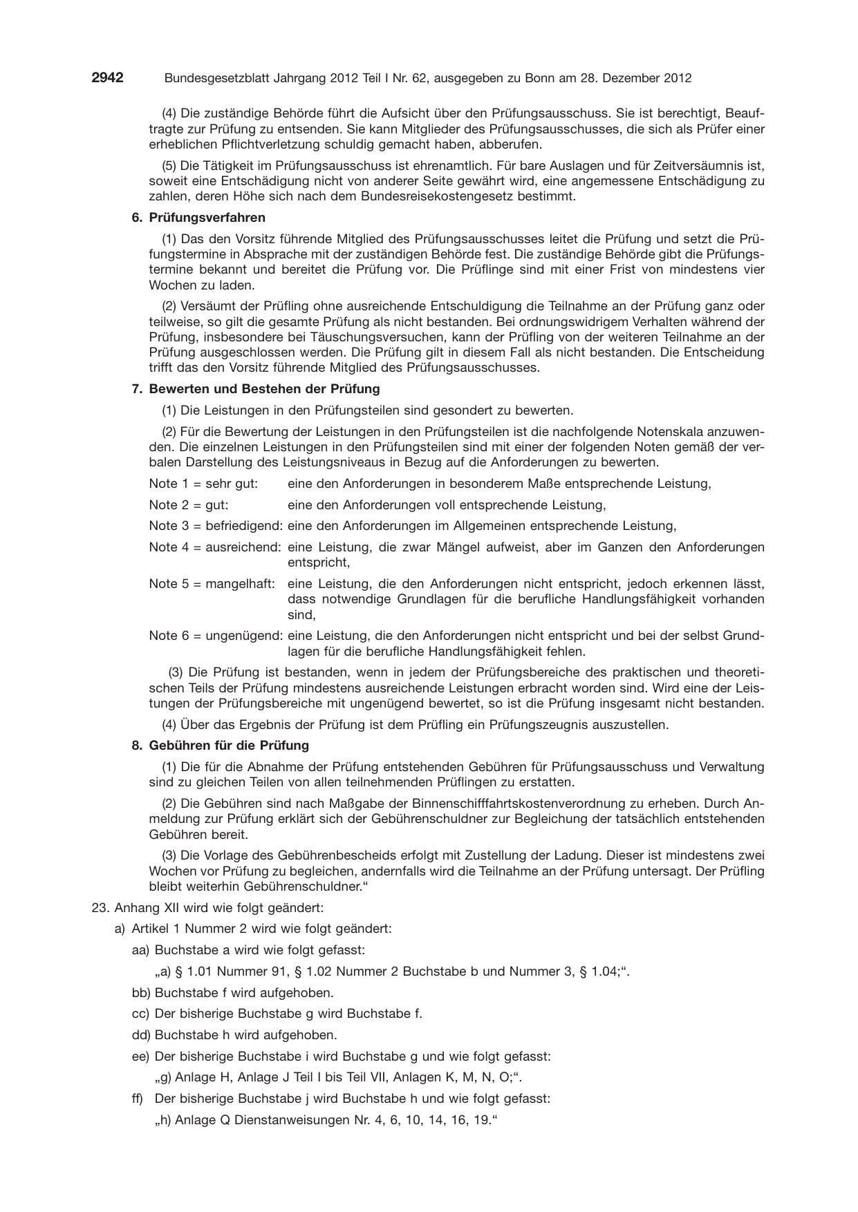 BGBl. 2012, Seite 2942 — Originalseite als Abbildung