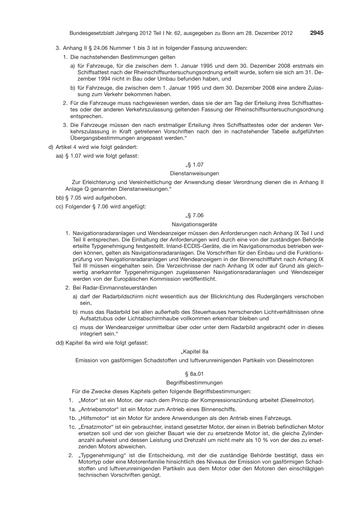 BGBl. 2012, Seite 2945 — Originalseite als Abbildung