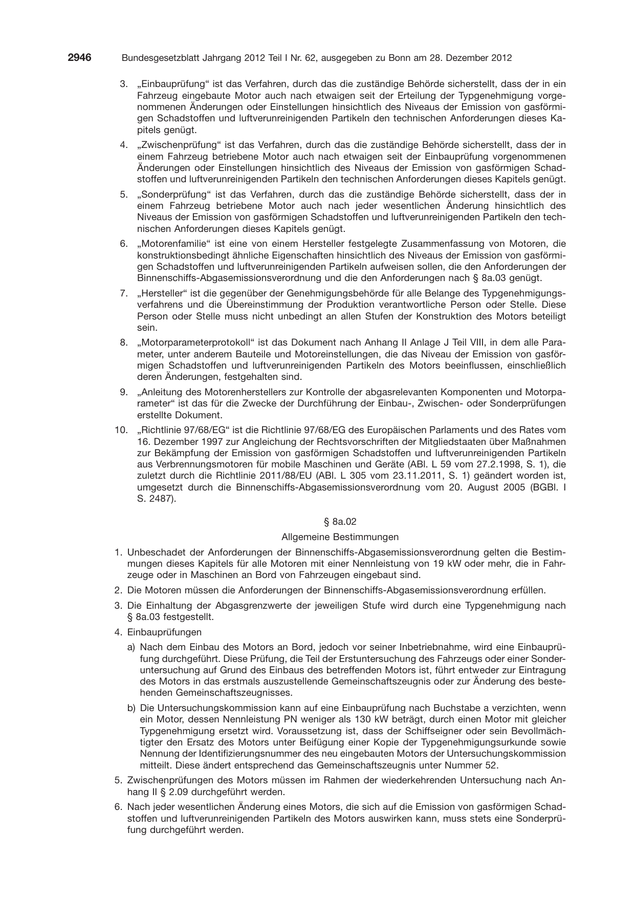 BGBl. 2012, Seite 2946 — Originalseite als Abbildung