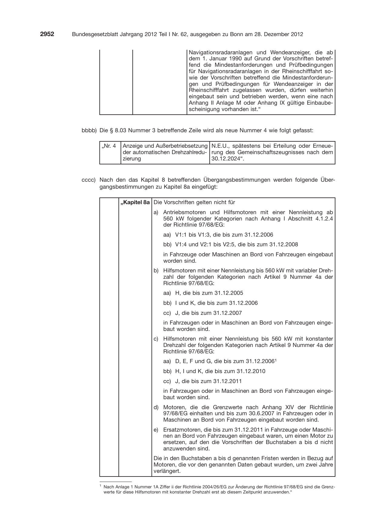 BGBl. 2012, Seite 2952 — Originalseite als Abbildung
