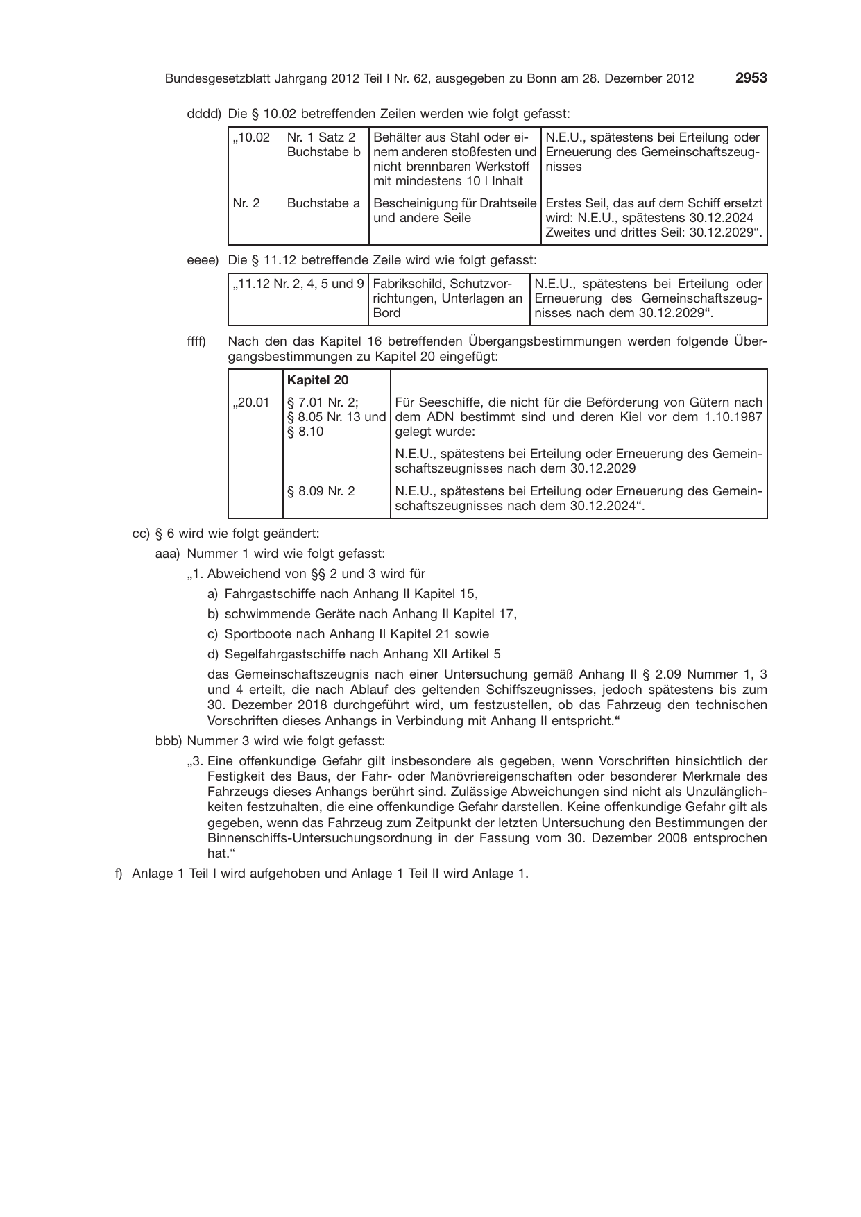 BGBl. 2012, Seite 2953 — Originalseite als Abbildung