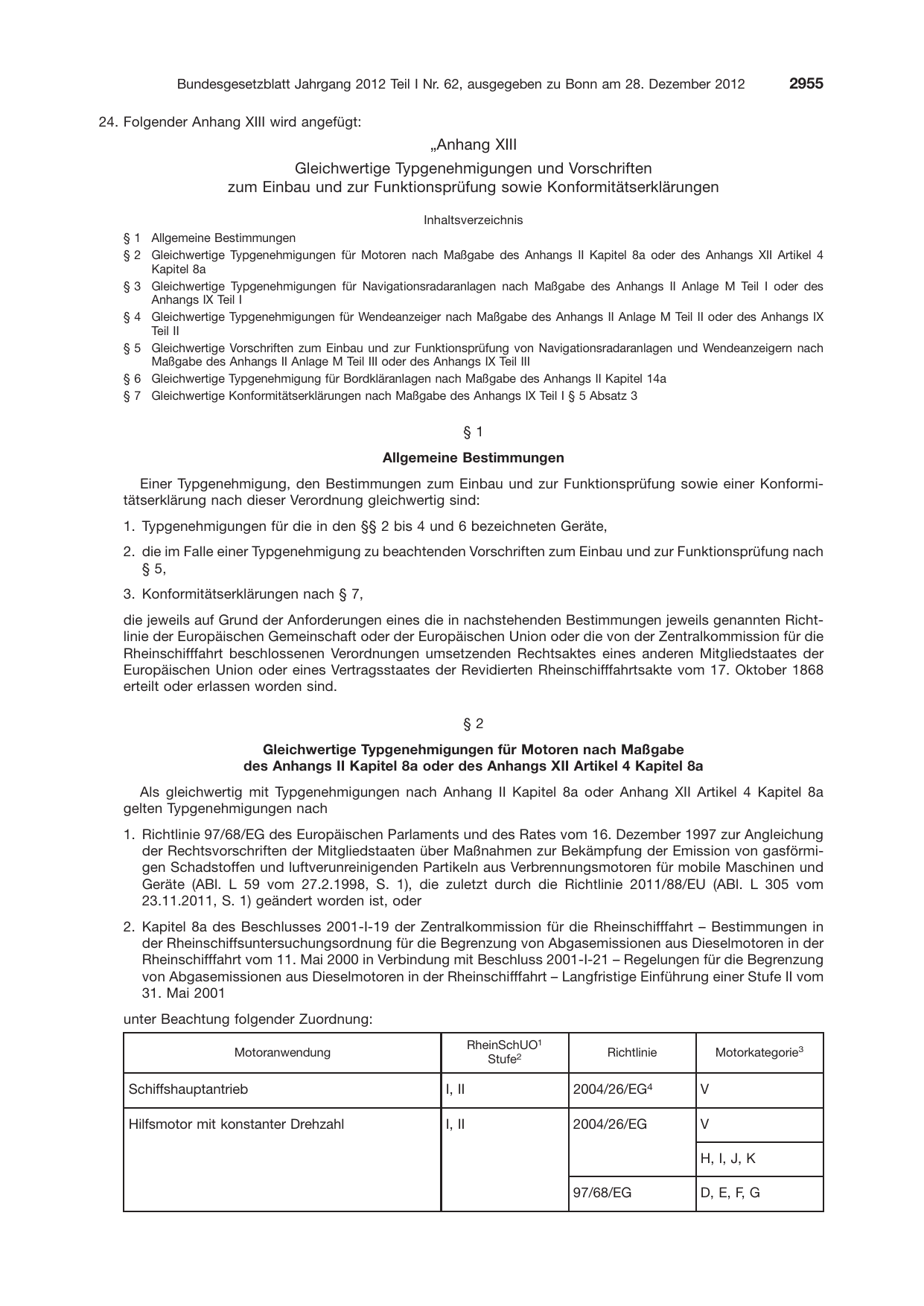BGBl. 2012, Seite 2955 — Originalseite als Abbildung