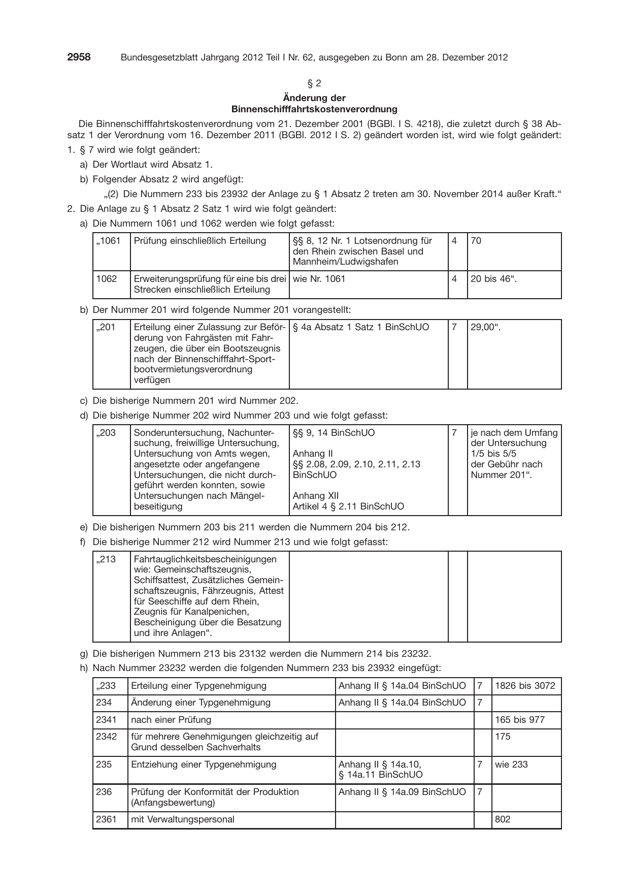 BGBl. 2012, Seite 2958 — Originalseite als Abbildung