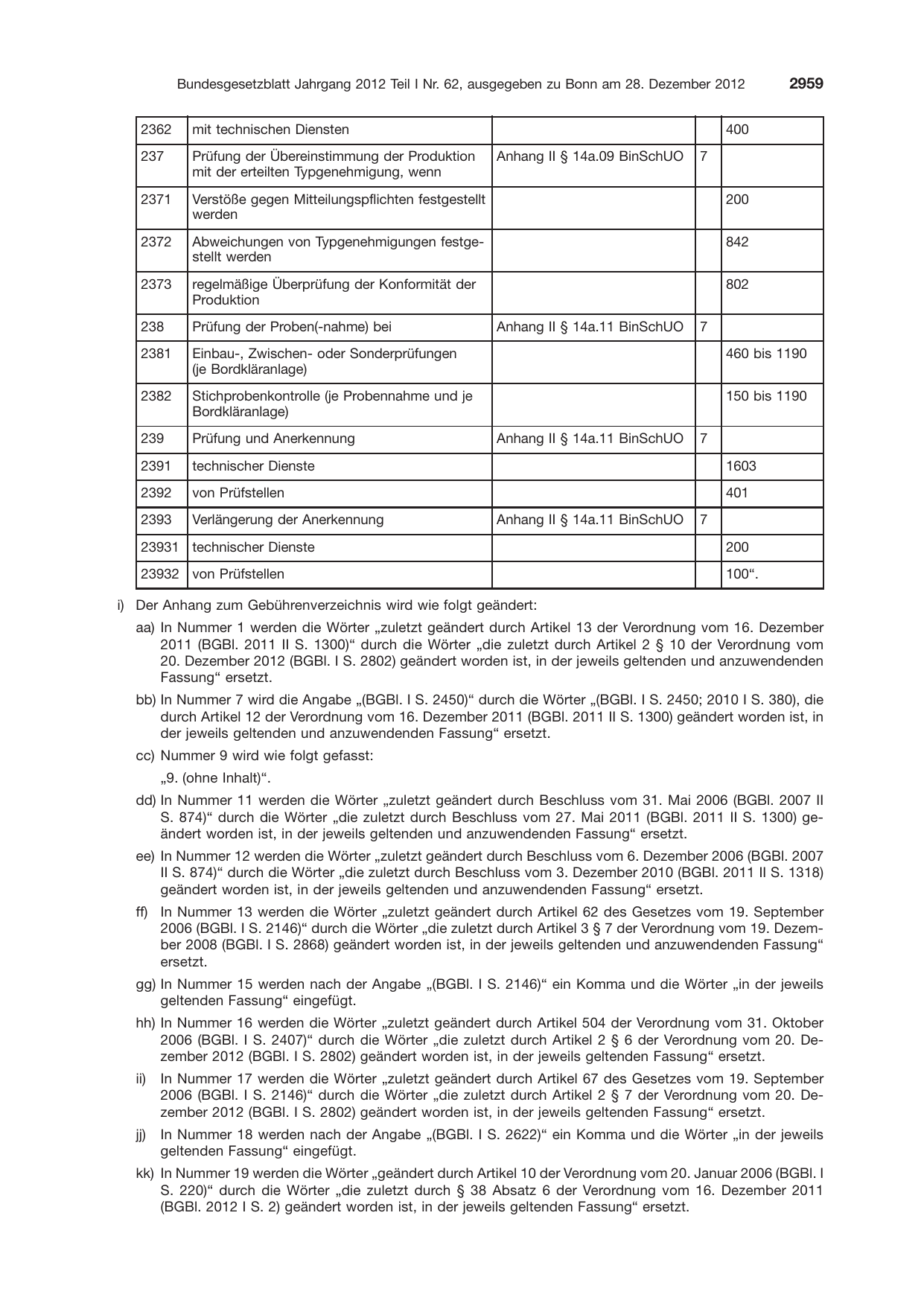 BGBl. 2012, Seite 2959 — Originalseite als Abbildung