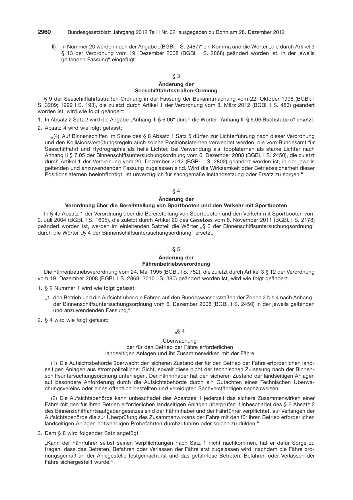 BGBl. 2012, Seite 2960 — Originalseite als Abbildung