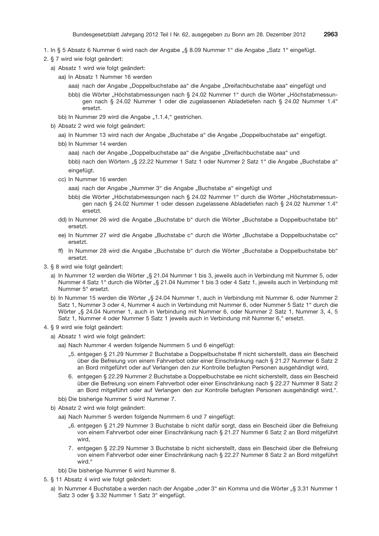 BGBl. 2012, Seite 2963 — Originalseite als Abbildung