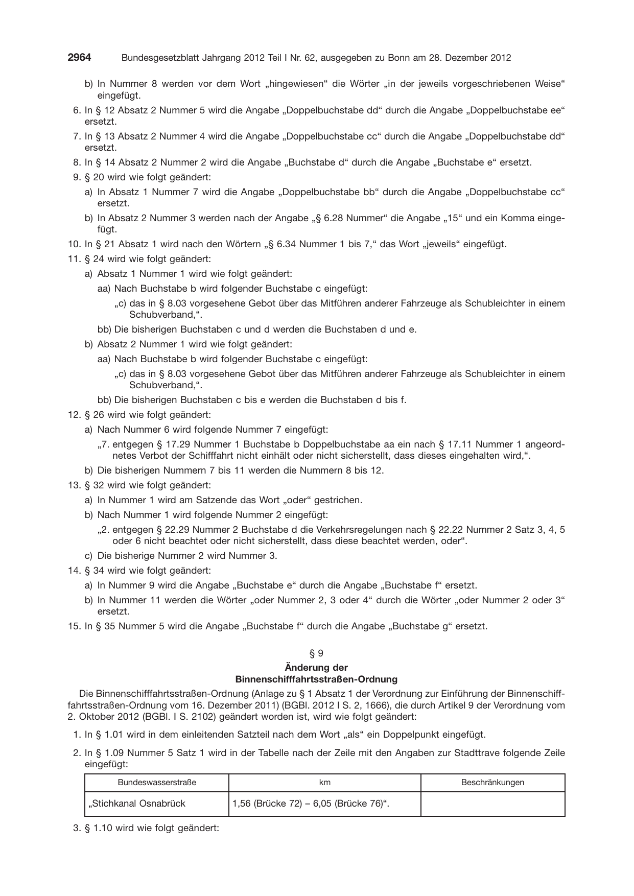 BGBl. 2012, Seite 2964 — Originalseite als Abbildung