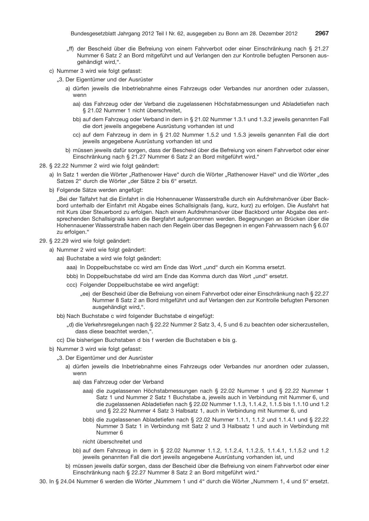 BGBl. 2012, Seite 2967 — Originalseite als Abbildung