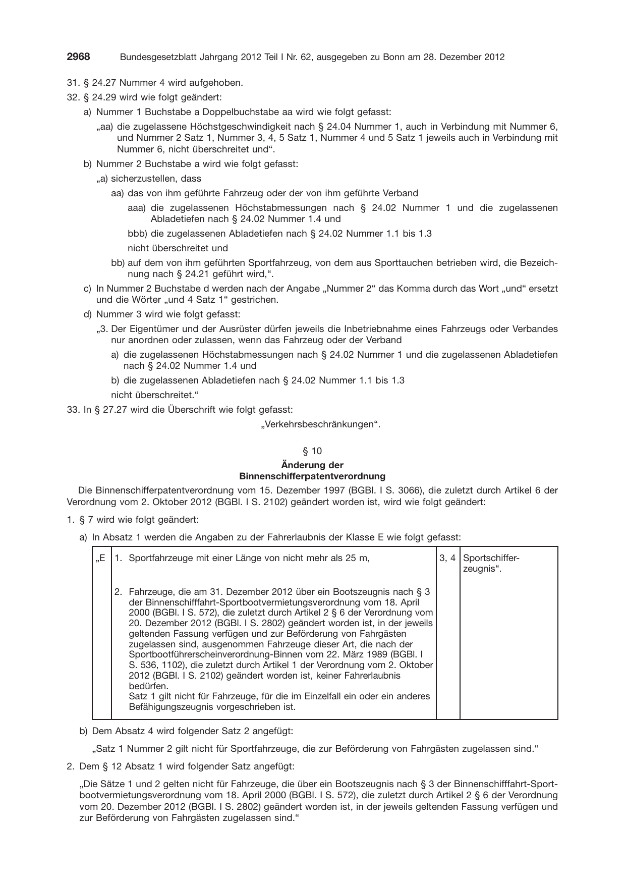 BGBl. 2012, Seite 2968 — Originalseite als Abbildung