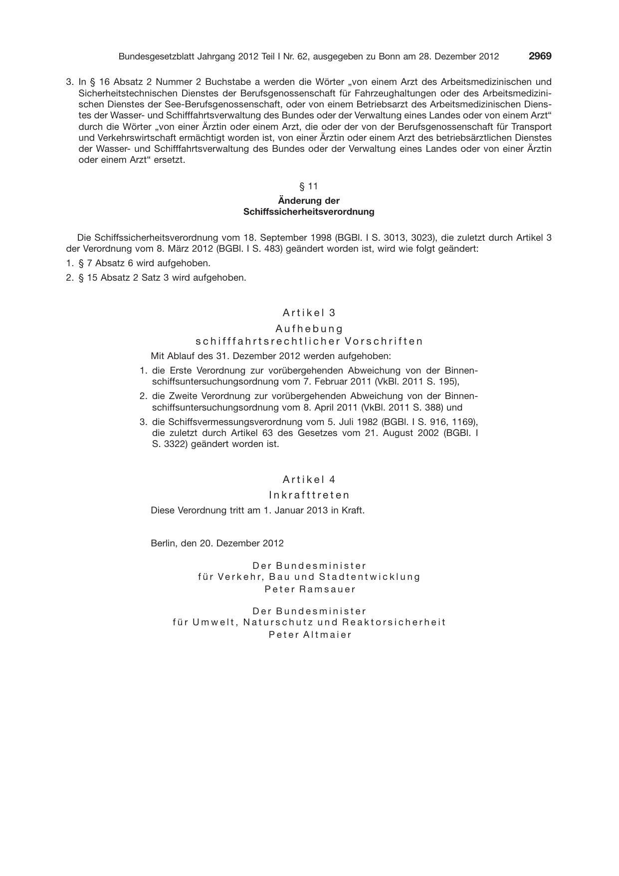 BGBl. 2012, Seite 2969 — Originalseite als Abbildung