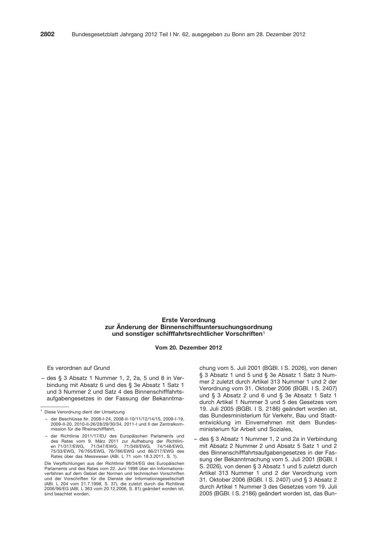 BGBl. 2012, Seite 2802 — Originalseite als Abbildung