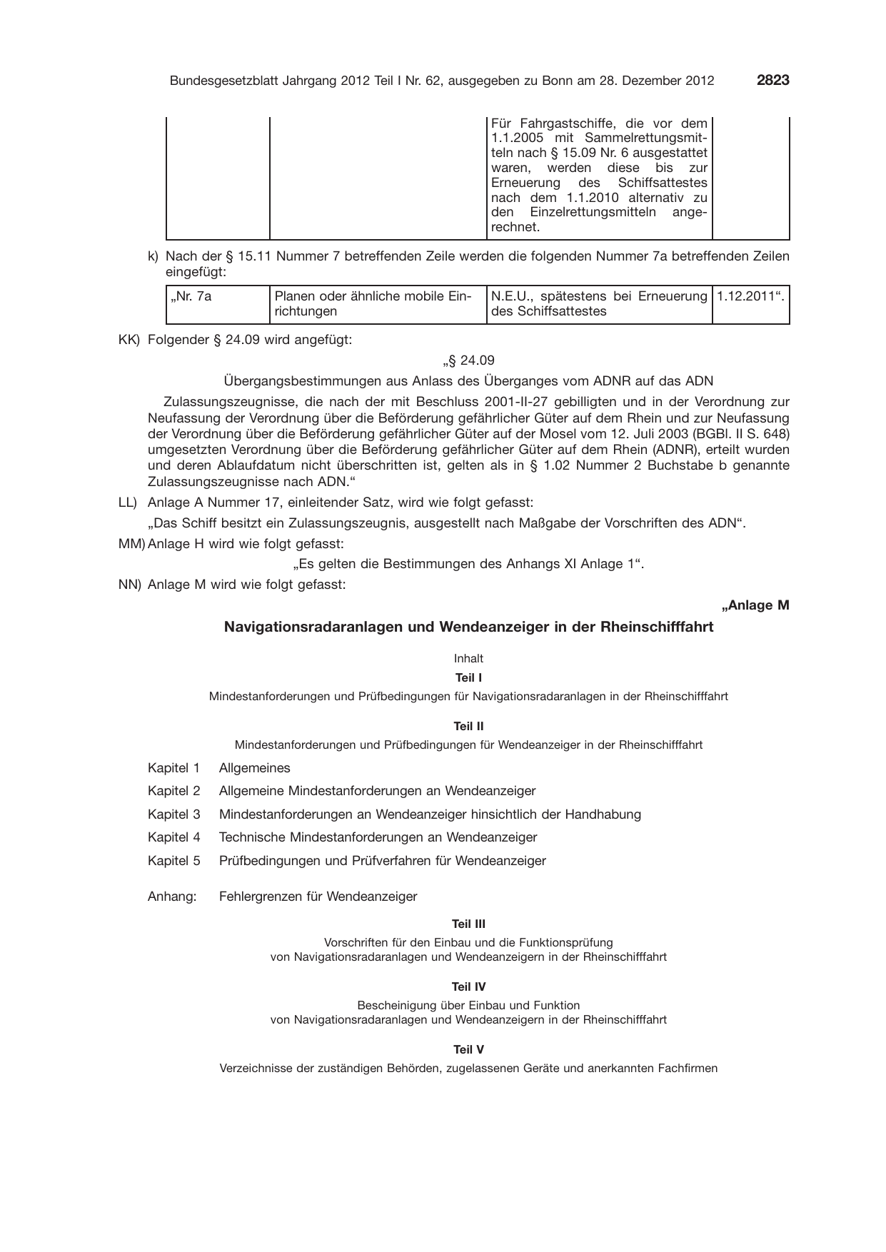 BGBl. 2012, Seite 2823 — Originalseite als Abbildung