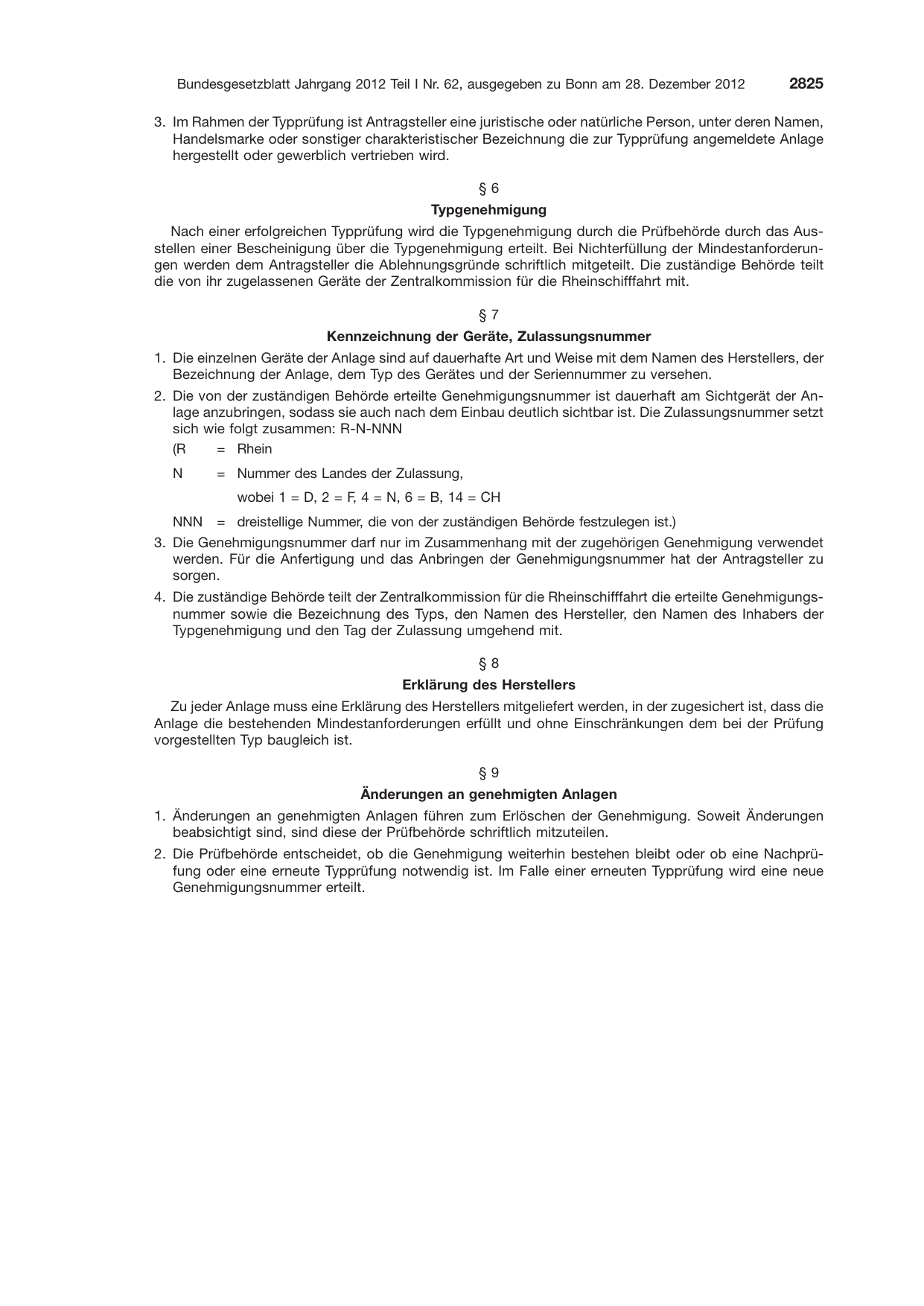 BGBl. 2012, Seite 2825 — Originalseite als Abbildung