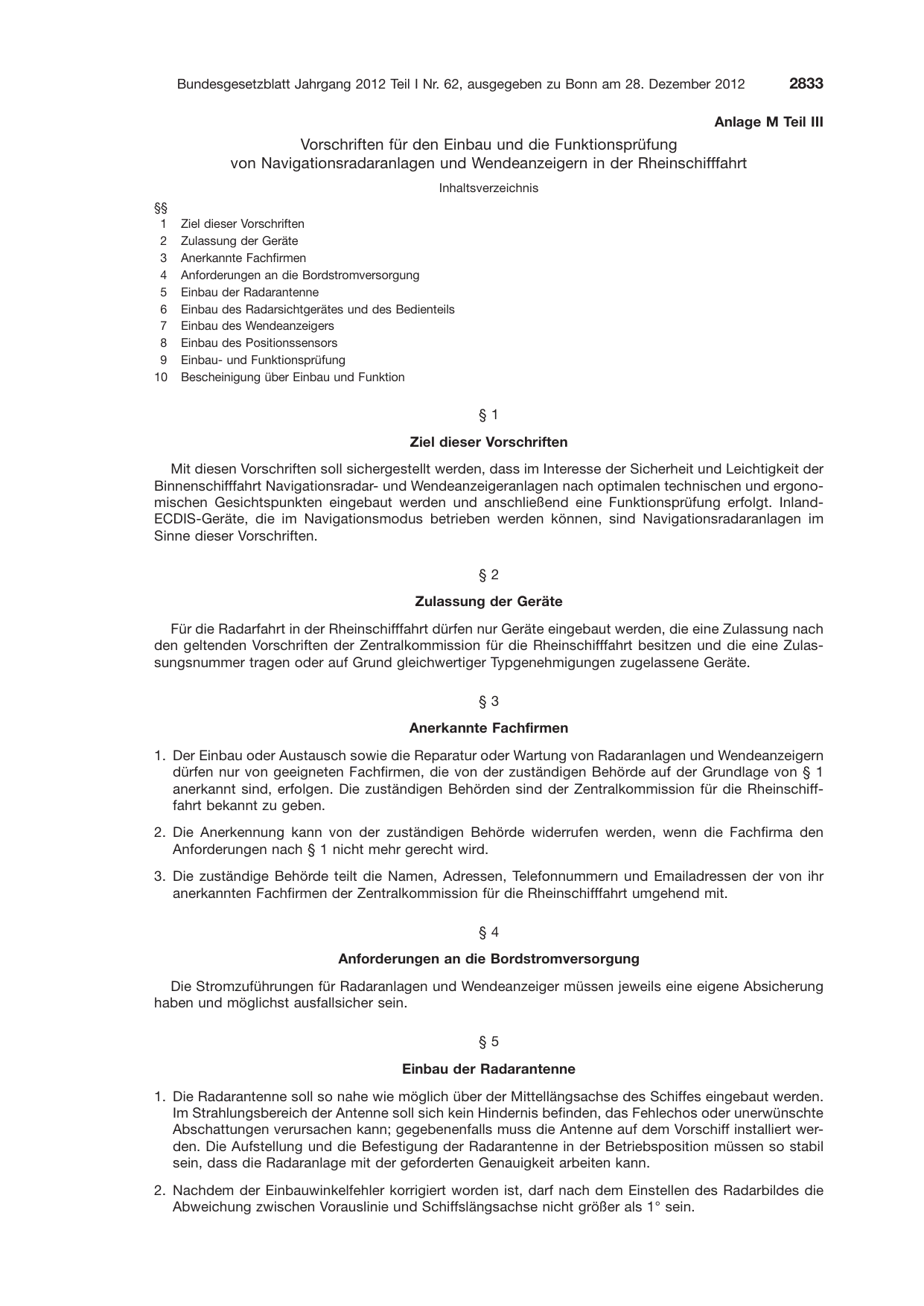 BGBl. 2012, Seite 2833 — Originalseite als Abbildung