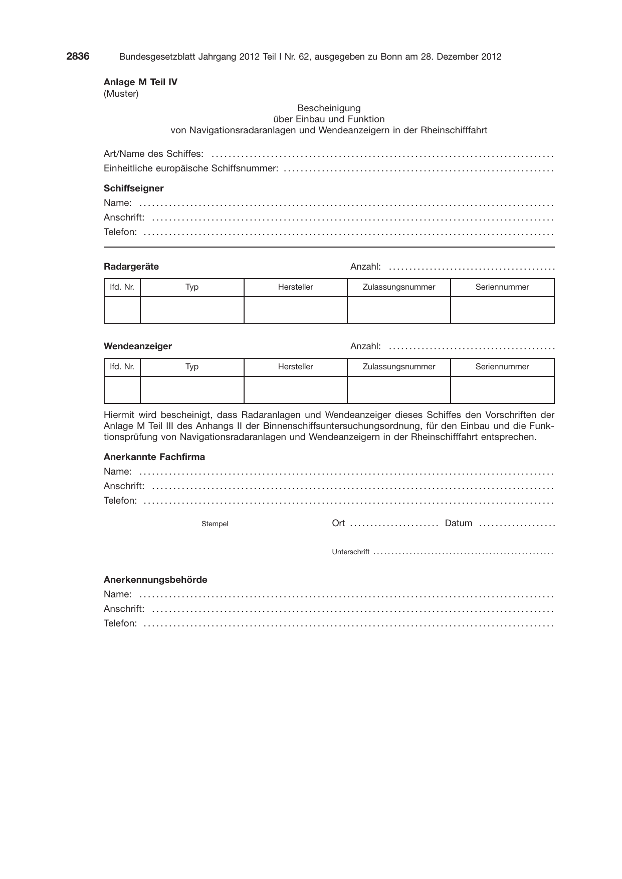 BGBl. 2012, Seite 2836 — Originalseite als Abbildung