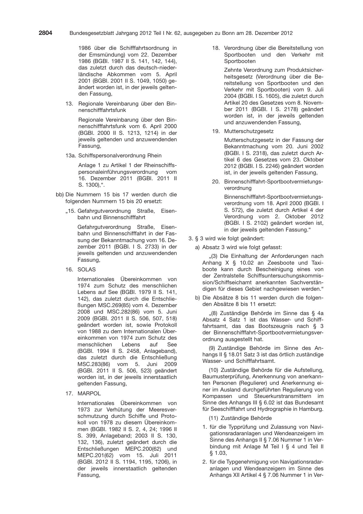 BGBl. 2012, Seite 2804 — Originalseite als Abbildung
