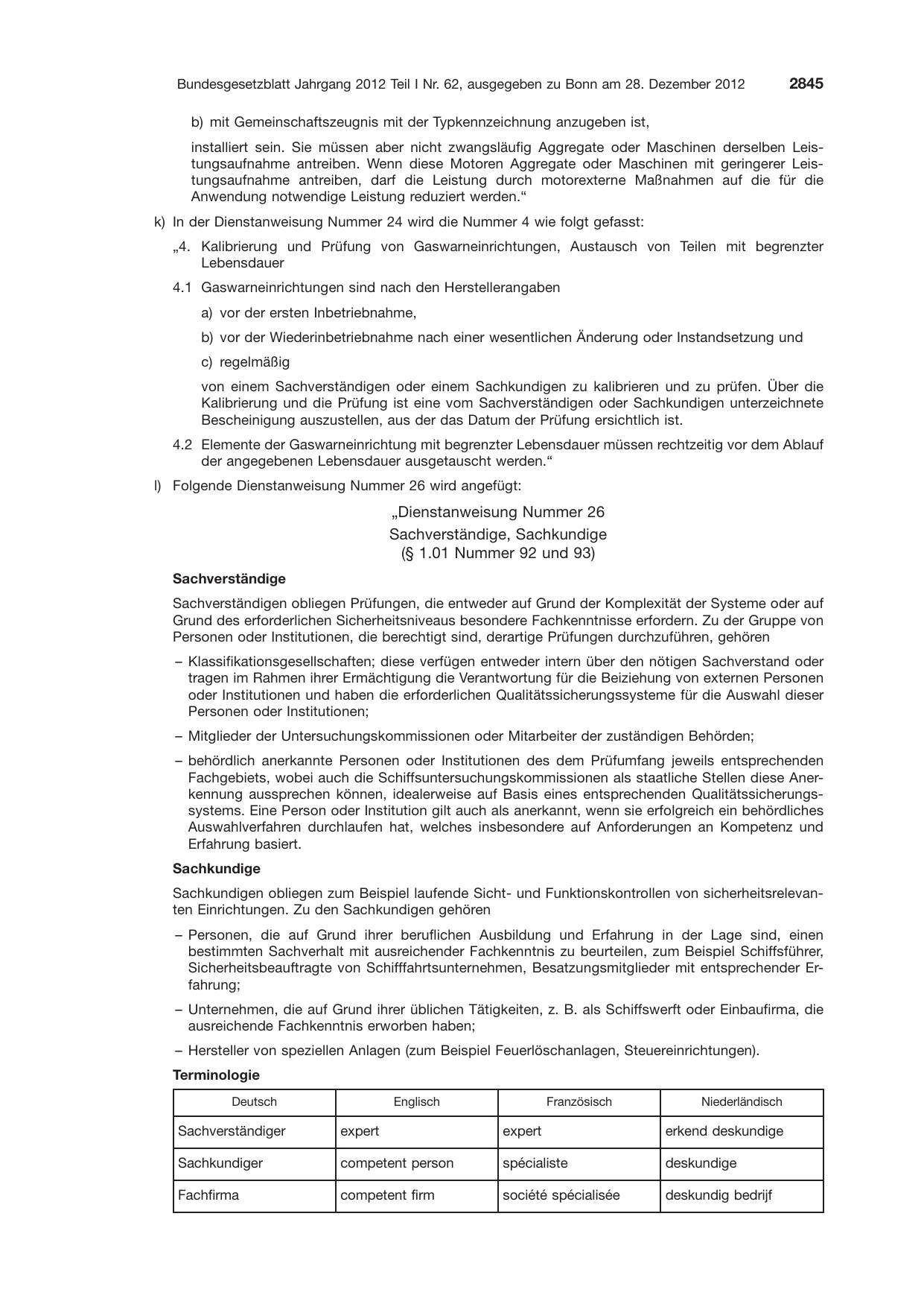 BGBl. 2012, Seite 2845 — Originalseite als Abbildung