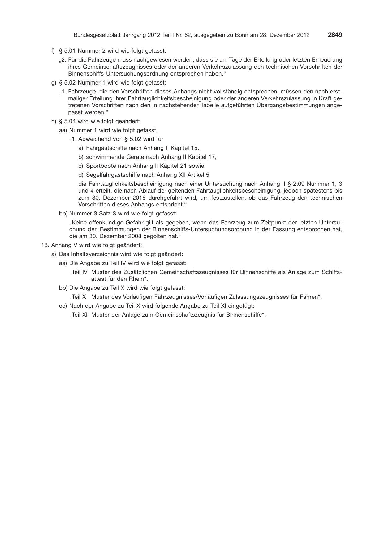 BGBl. 2012, Seite 2849 — Originalseite als Abbildung