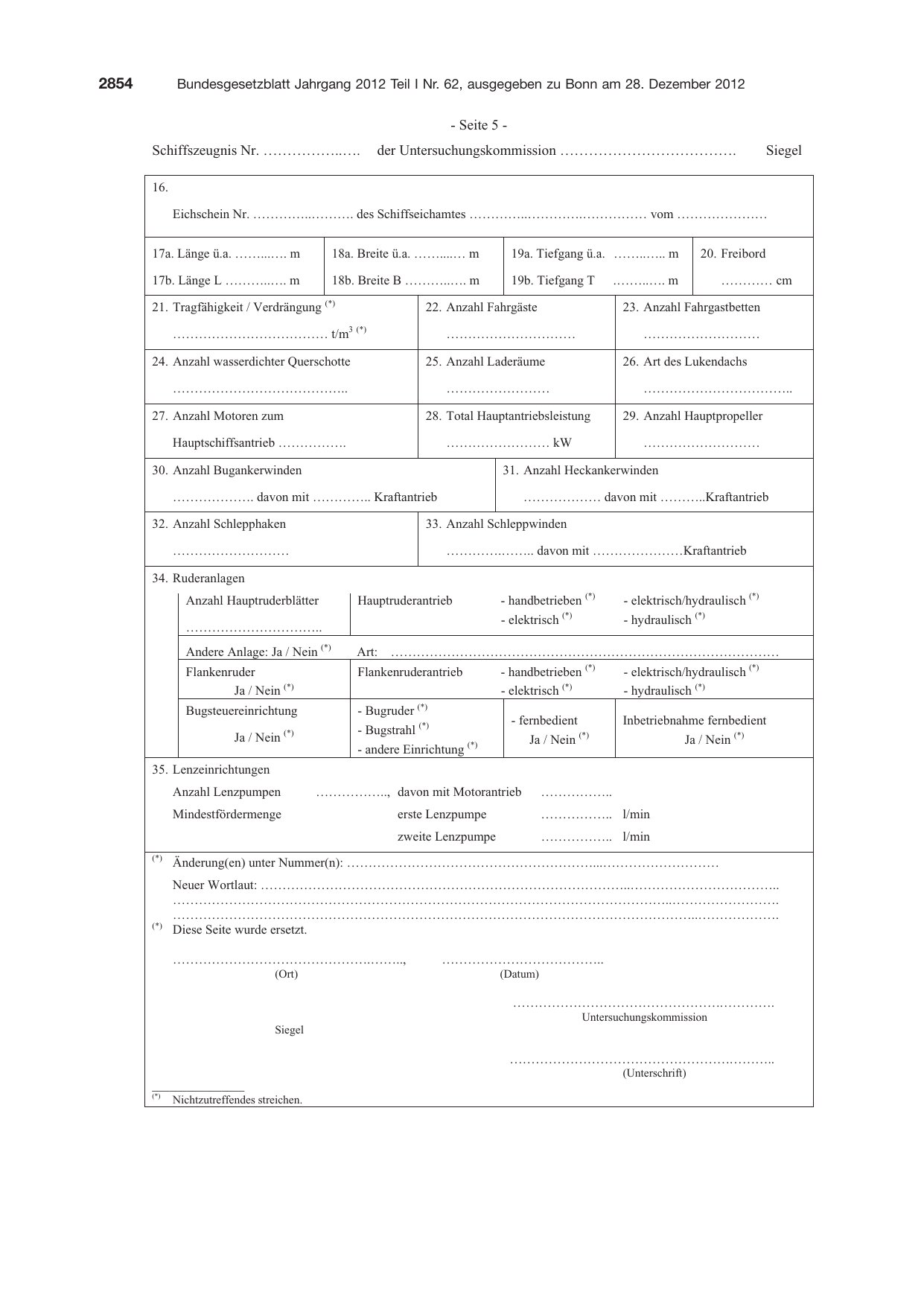 BGBl. 2012, Seite 2854 — Originalseite als Abbildung