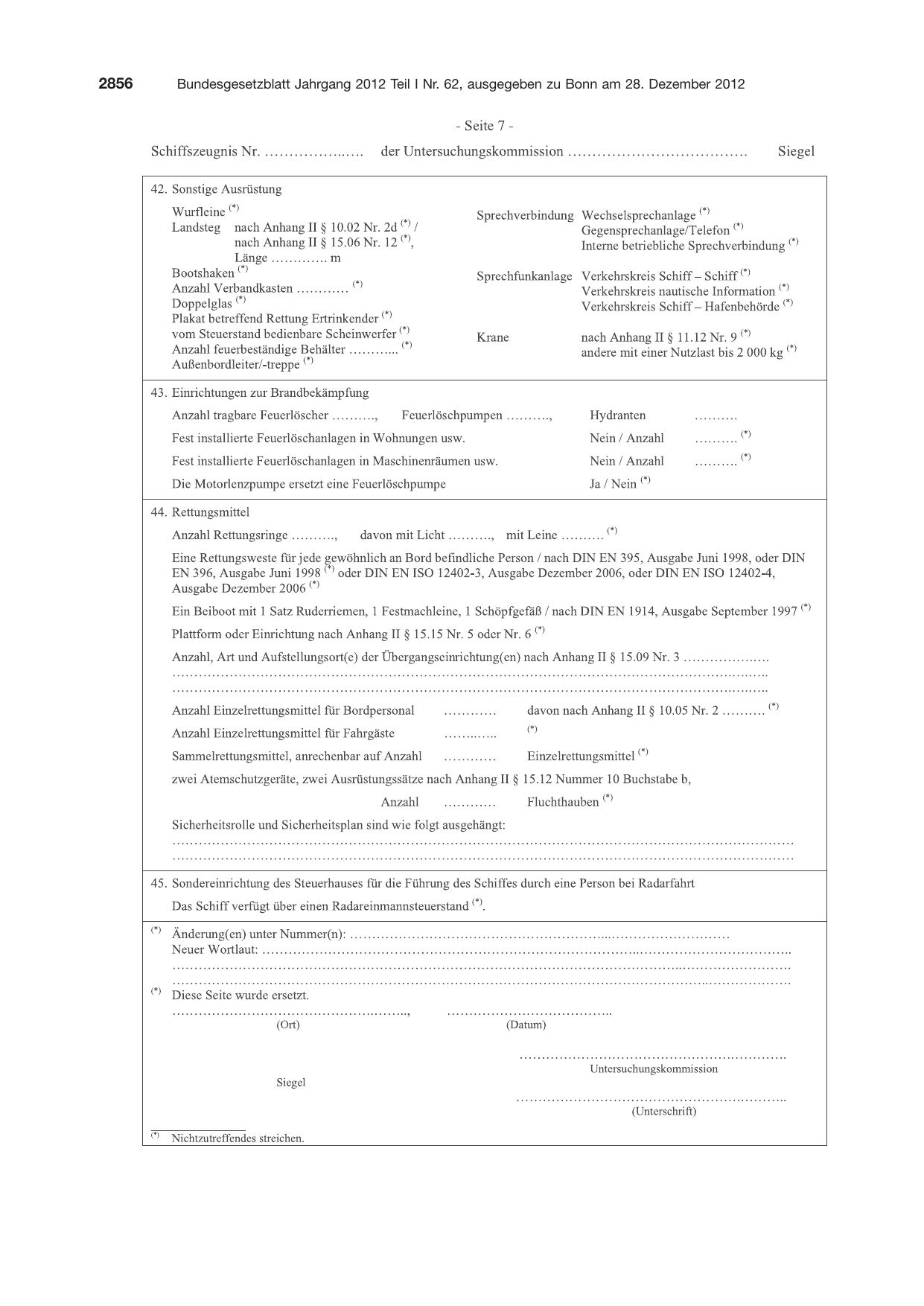 BGBl. 2012, Seite 2856 — Originalseite als Abbildung