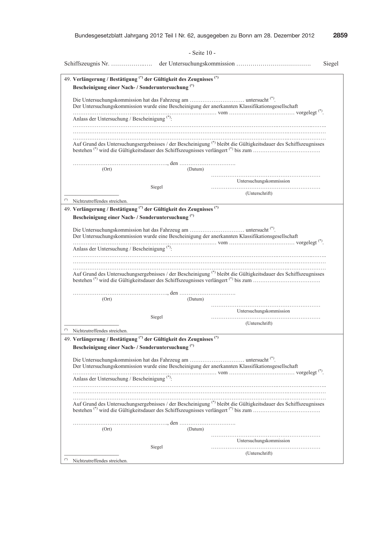 BGBl. 2012, Seite 2859 — Originalseite als Abbildung