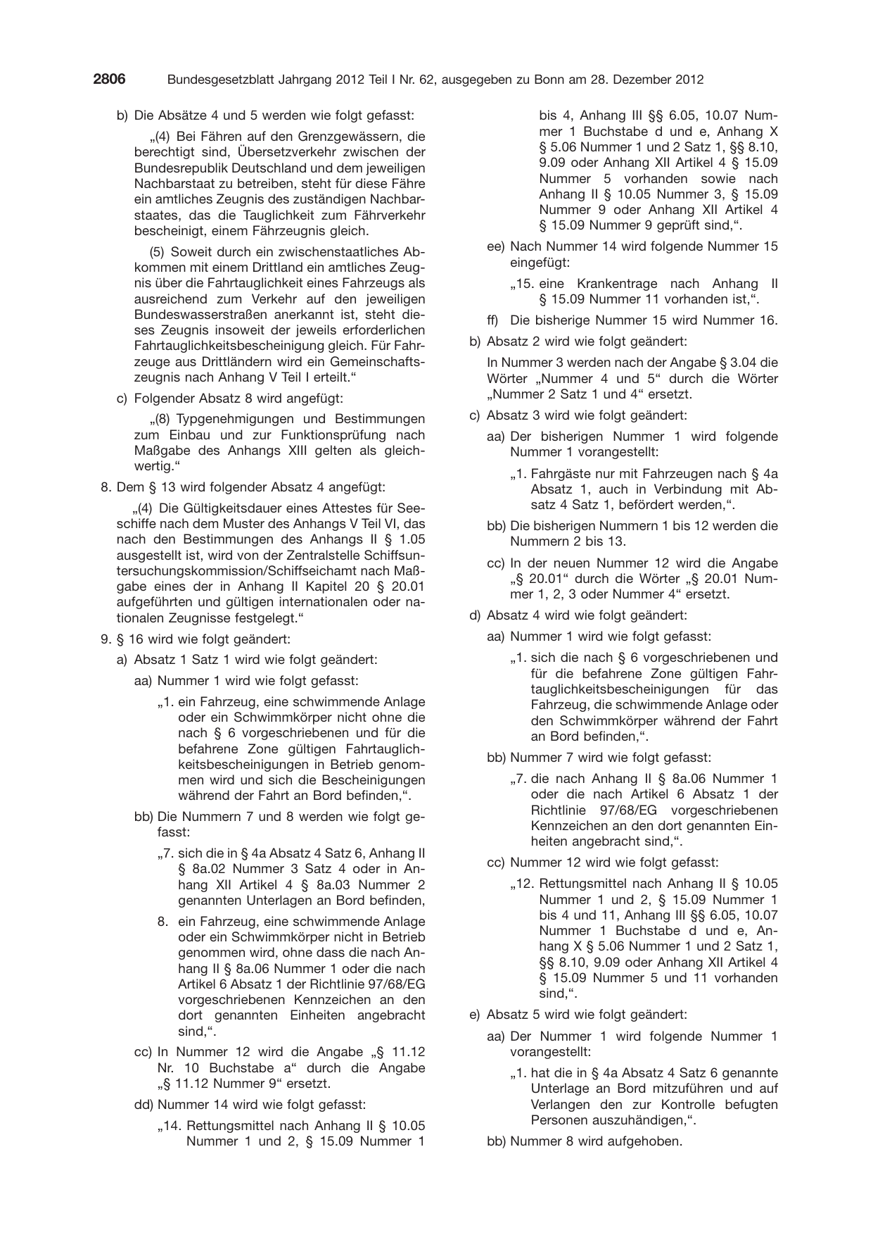 BGBl. 2012, Seite 2806 — Originalseite als Abbildung