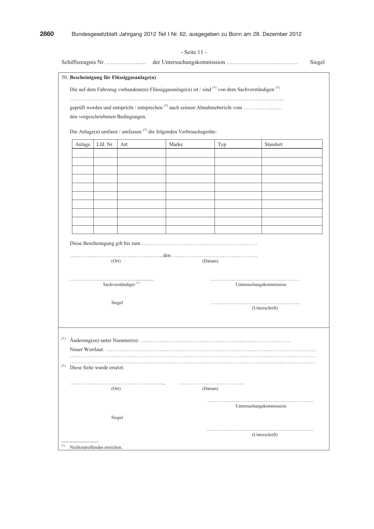 BGBl. 2012, Seite 2860 — Originalseite als Abbildung