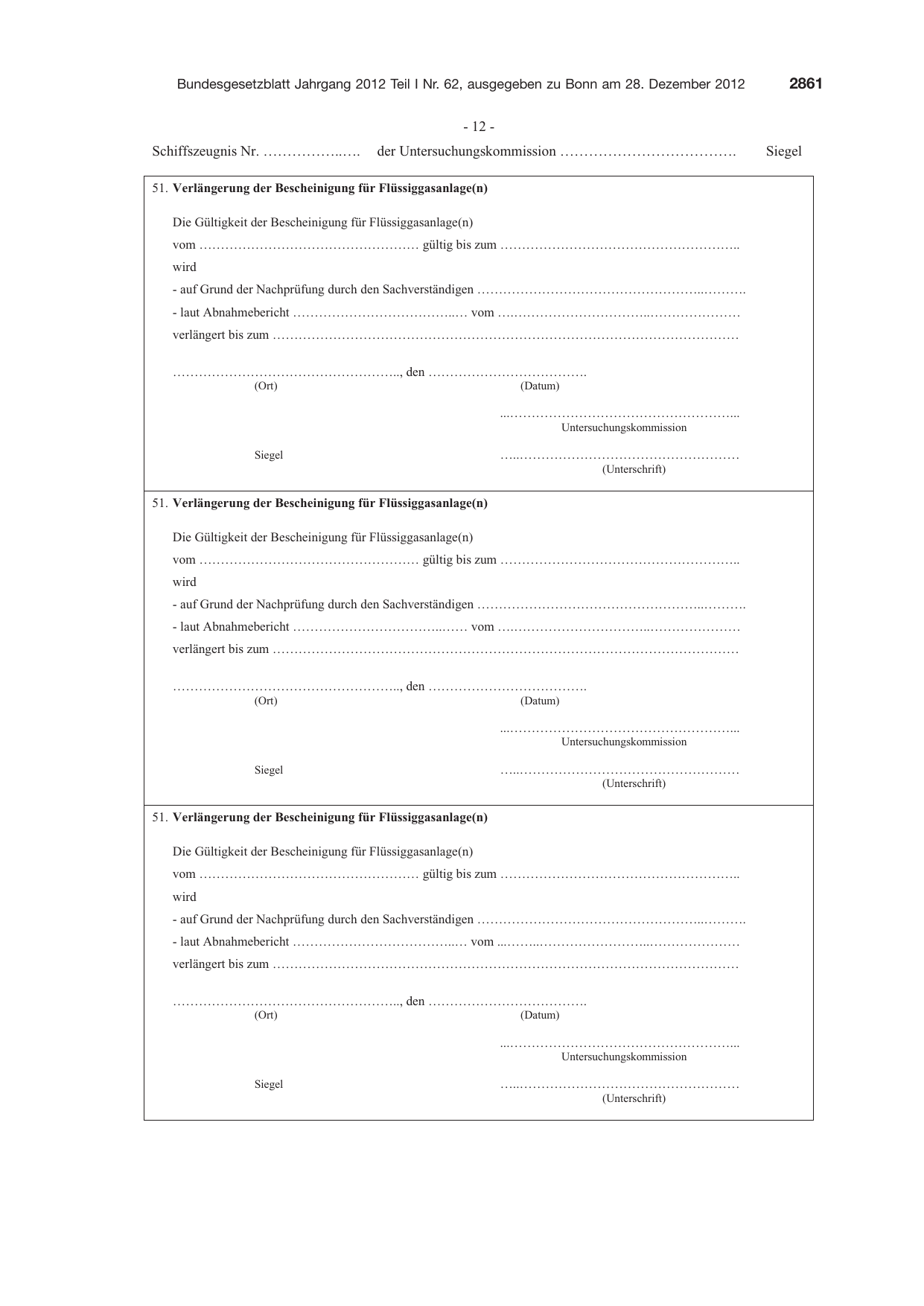 BGBl. 2012, Seite 2861 — Originalseite als Abbildung