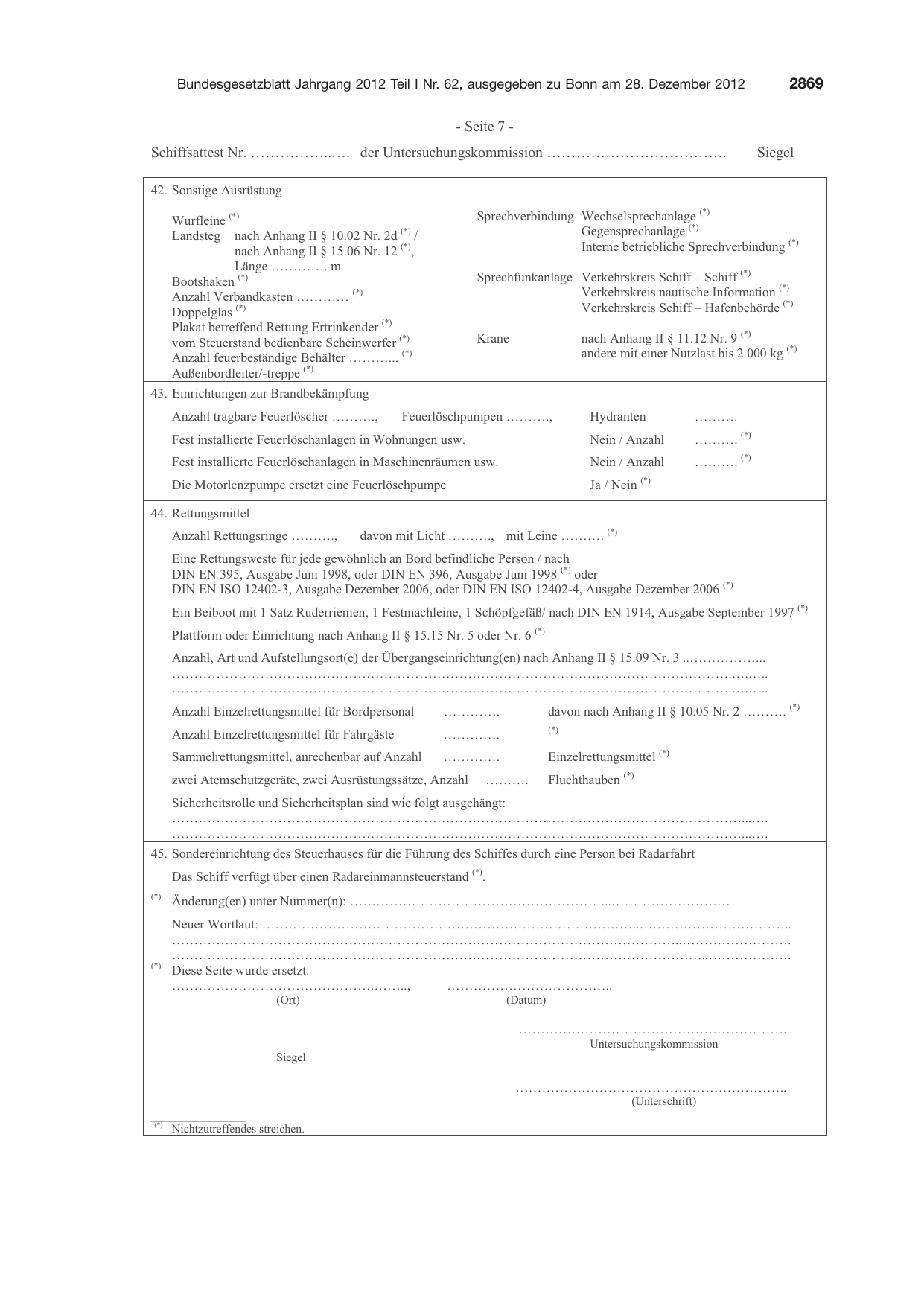 BGBl. 2012, Seite 2869 — Originalseite als Abbildung