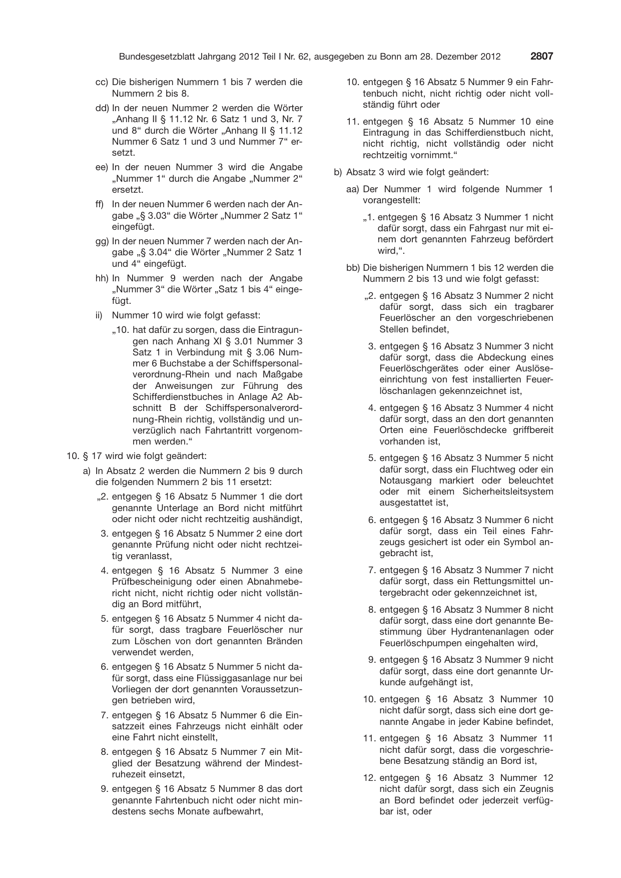 BGBl. 2012, Seite 2807 — Originalseite als Abbildung