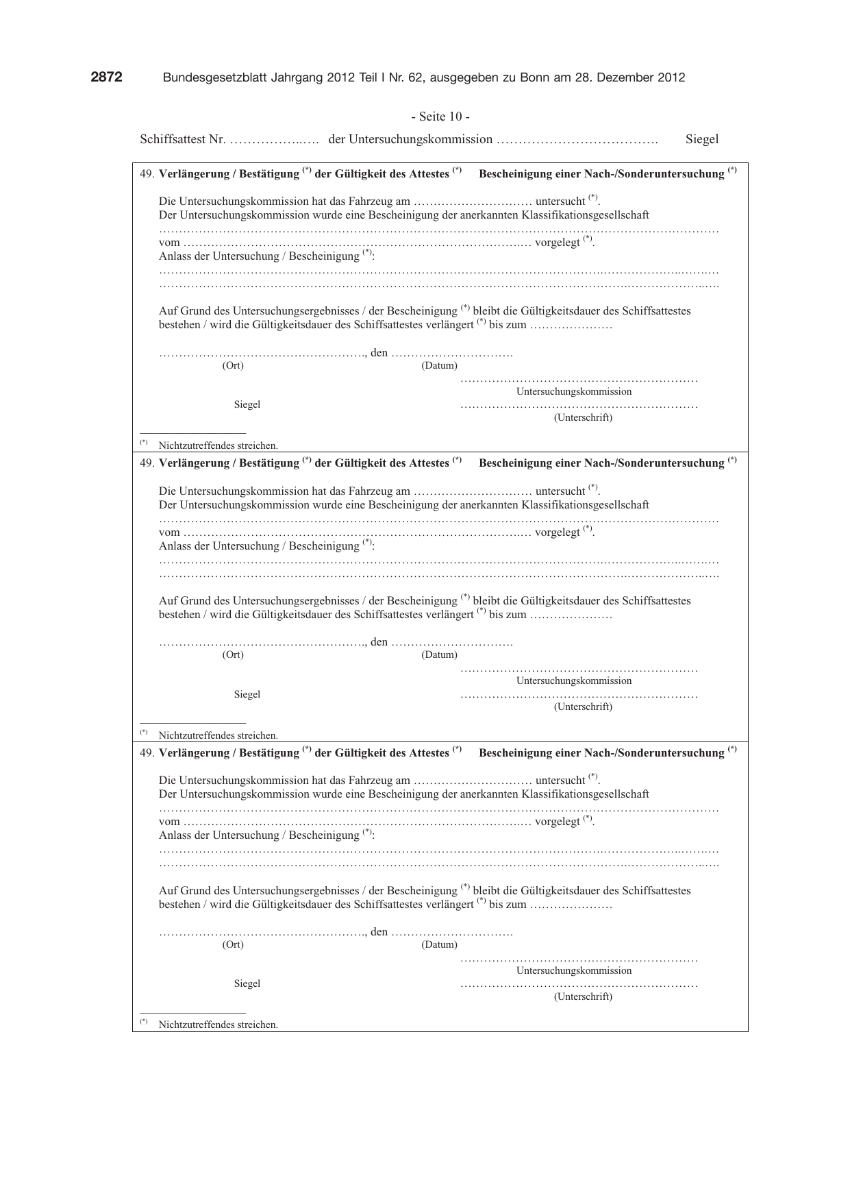 BGBl. 2012, Seite 2872 — Originalseite als Abbildung