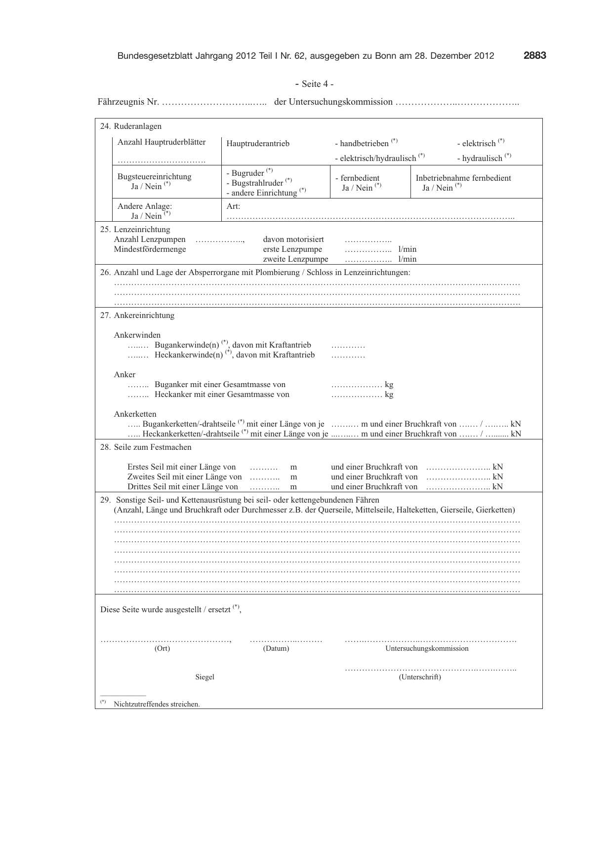 BGBl. 2012, Seite 2883 — Originalseite als Abbildung
