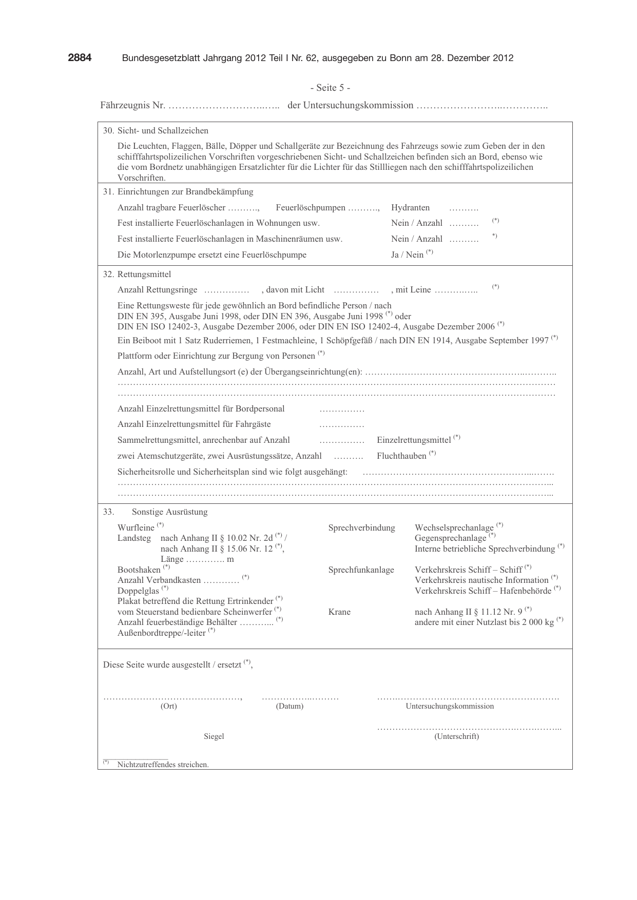 BGBl. 2012, Seite 2884 — Originalseite als Abbildung