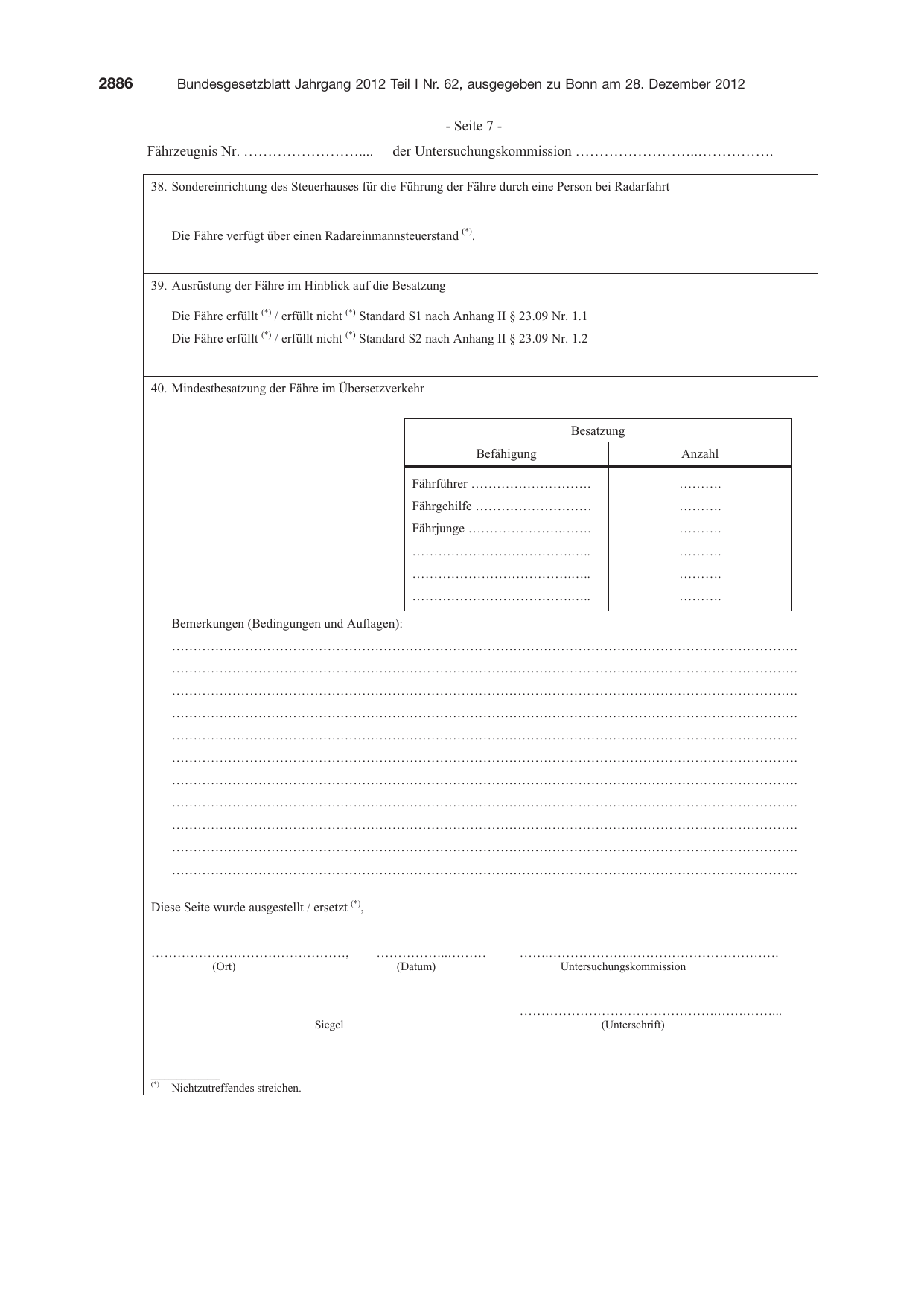 BGBl. 2012, Seite 2886 — Originalseite als Abbildung